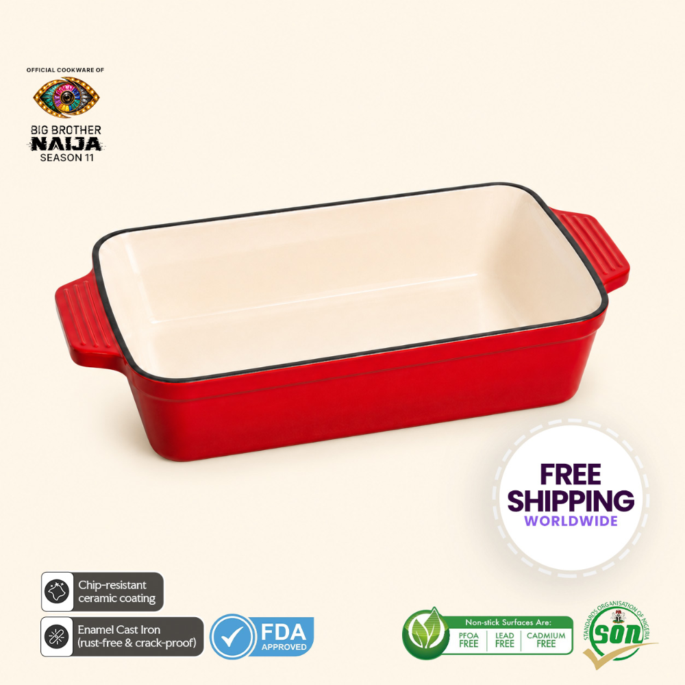 Livewell 100% Cast Iron Enamel Rectangular Baking Dish  Livewell 100% Cast Iron Enamel Rectangular Baking Dish