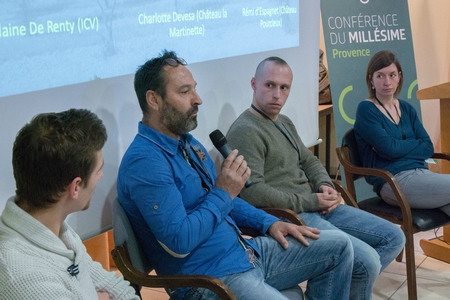 Table ronde: Jean Andrès (ICV), Antonio Mercader (Château Sainte Roseline), Charlotte Devesa (Château la Martinette), Rémi D'Espagnet (Château de Pourcieux), Vintage Report Provence 2018