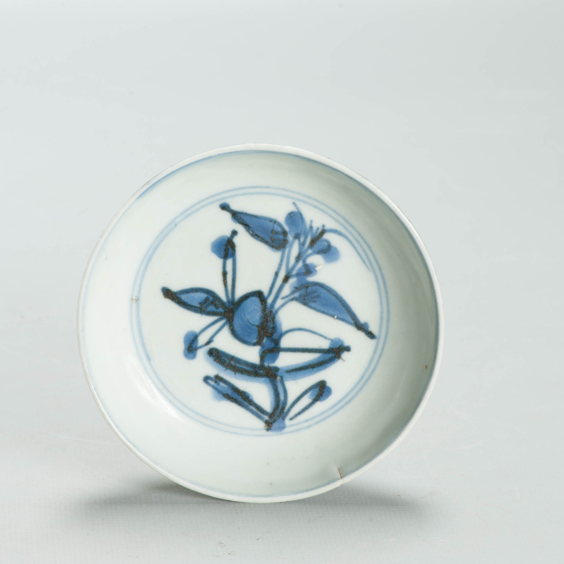 Antique Chinese Ming Jiajing Wanli Blue White Porcelain Small Floral Bowl 16C