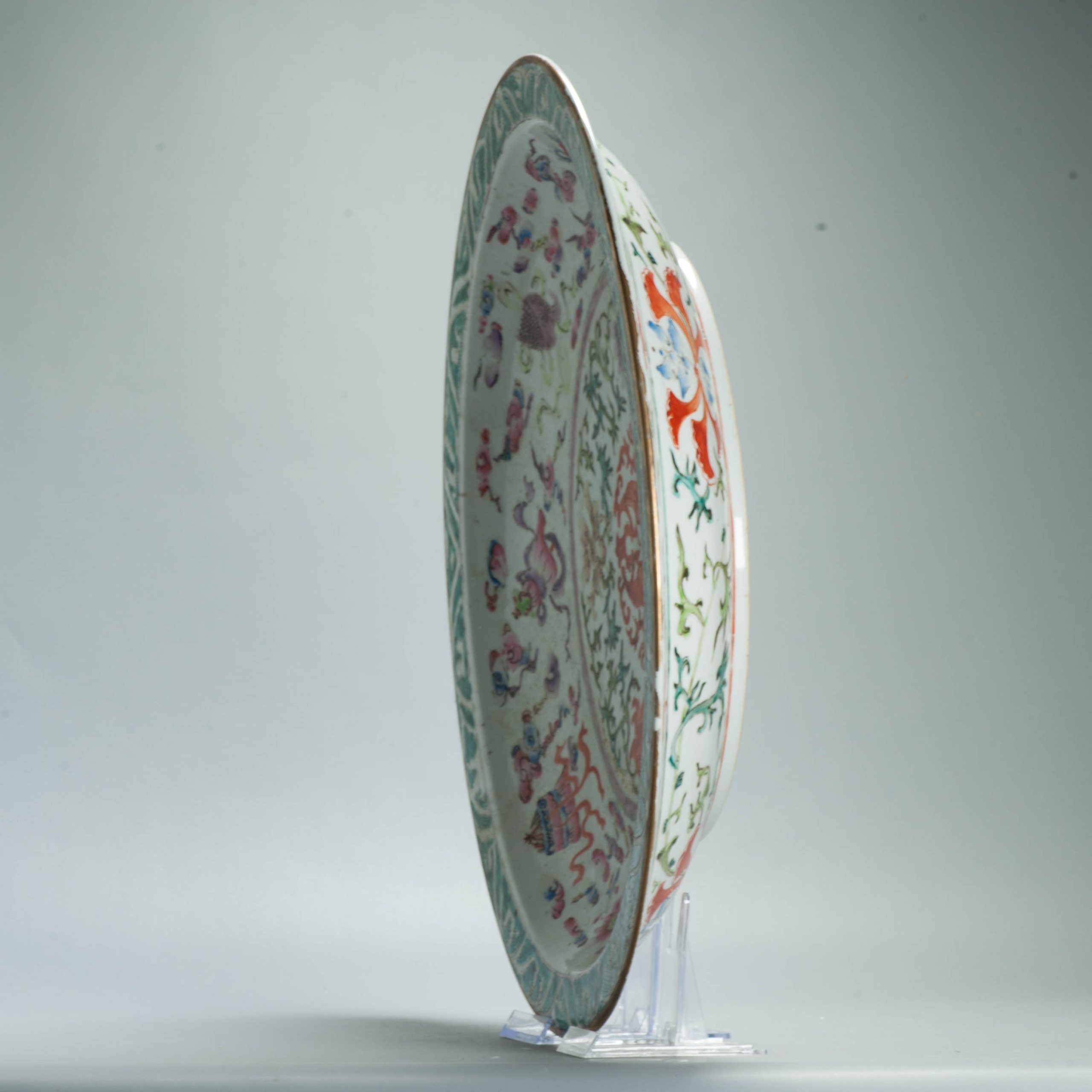 Huge 51CM 19C Chinese Porcelain 'Phoenix and Buddhist Emblems' charger - Image 11