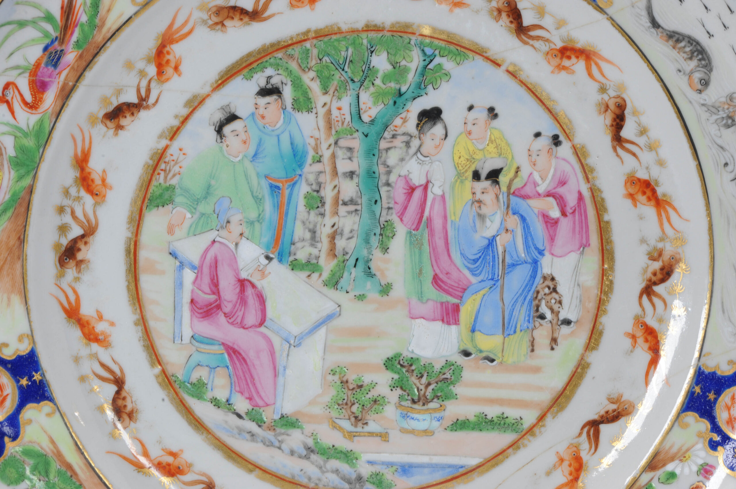 18/19C Chinese Porcelain Qianlong/Jiaqing Mandarin Famille Rose Plate China Antique - Image 2