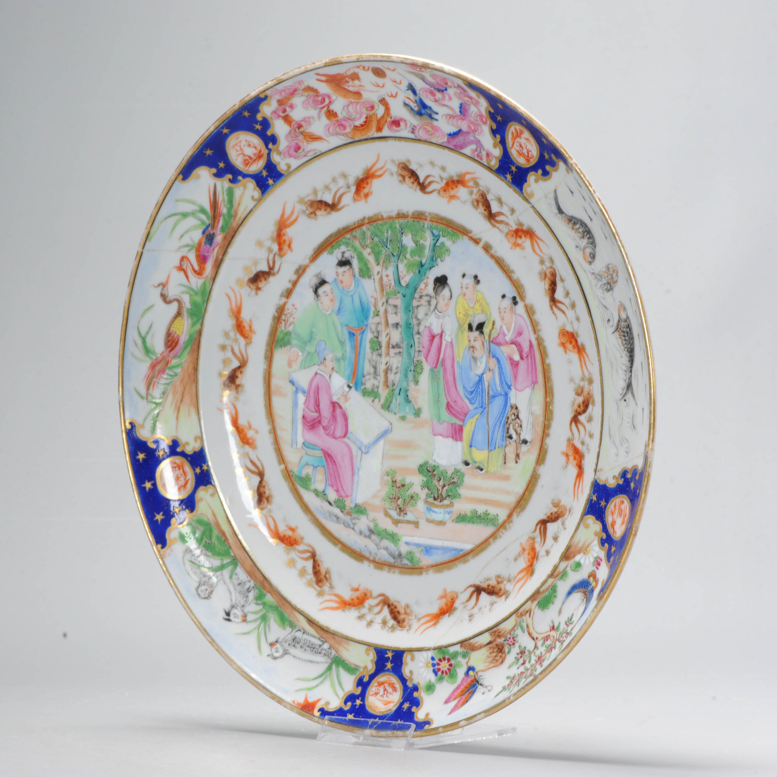 18/19C Chinese Porcelain Qianlong/Jiaqing Mandarin Famille Rose Plate China Antique - Image 11