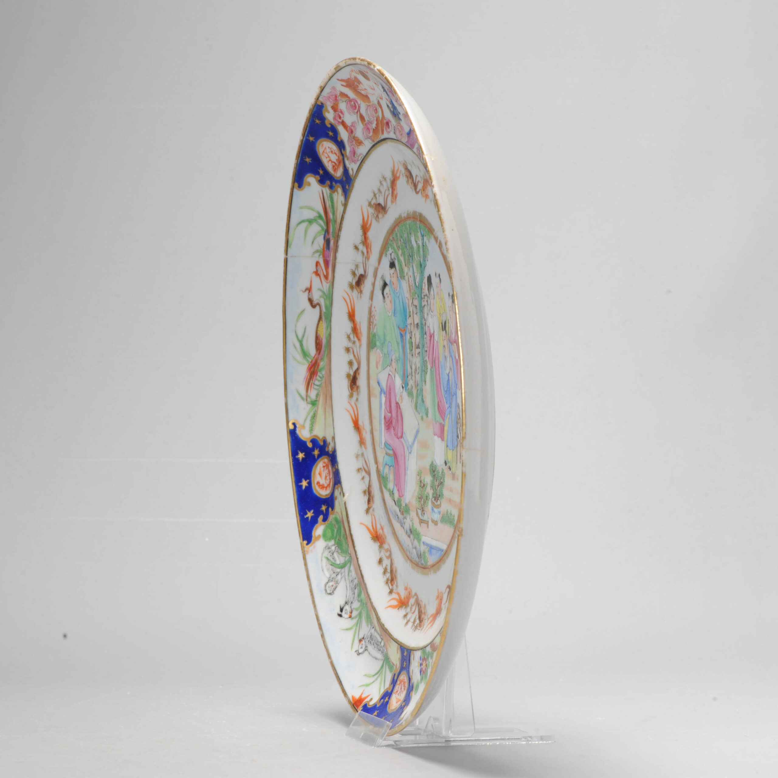 18/19C Chinese Porcelain Qianlong/Jiaqing Mandarin Famille Rose Plate China Antique - Image 10