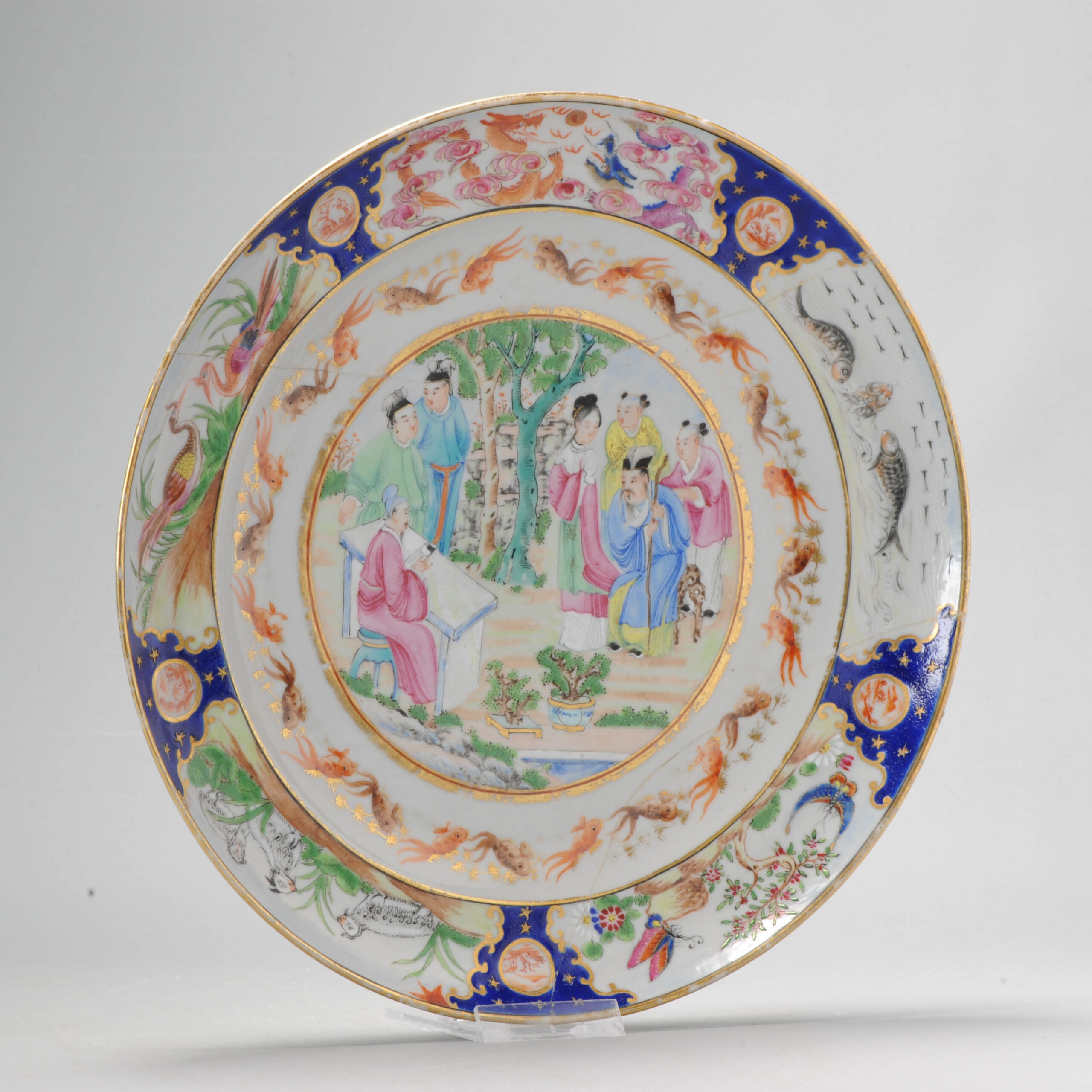 18/19C Chinese Porcelain Qianlong/Jiaqing Mandarin Famille Rose Plate China Antique - Image 3
