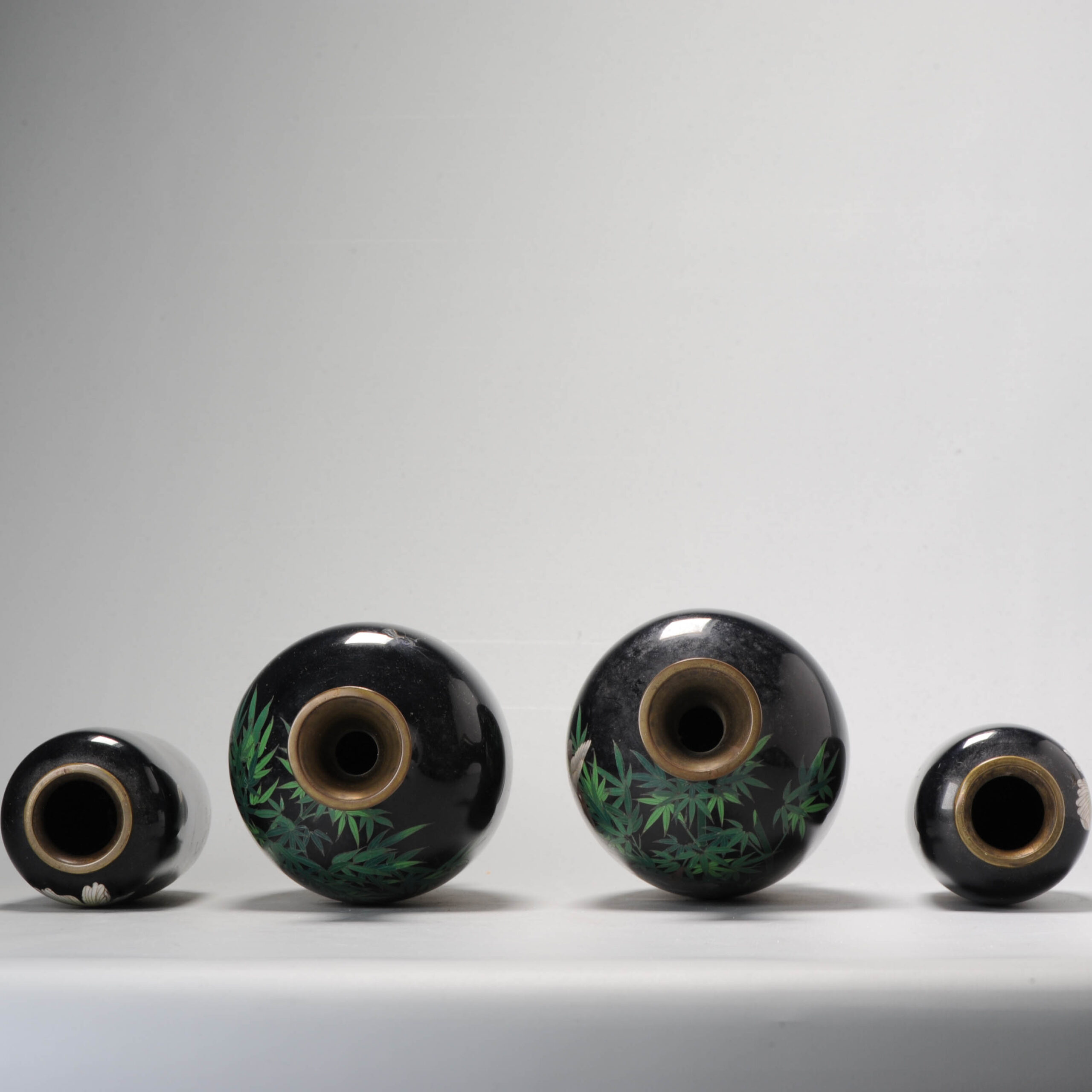 A Garniture vase set with Birds In flight cloisonné enamel Meiji era (1868-1912) - Image 10