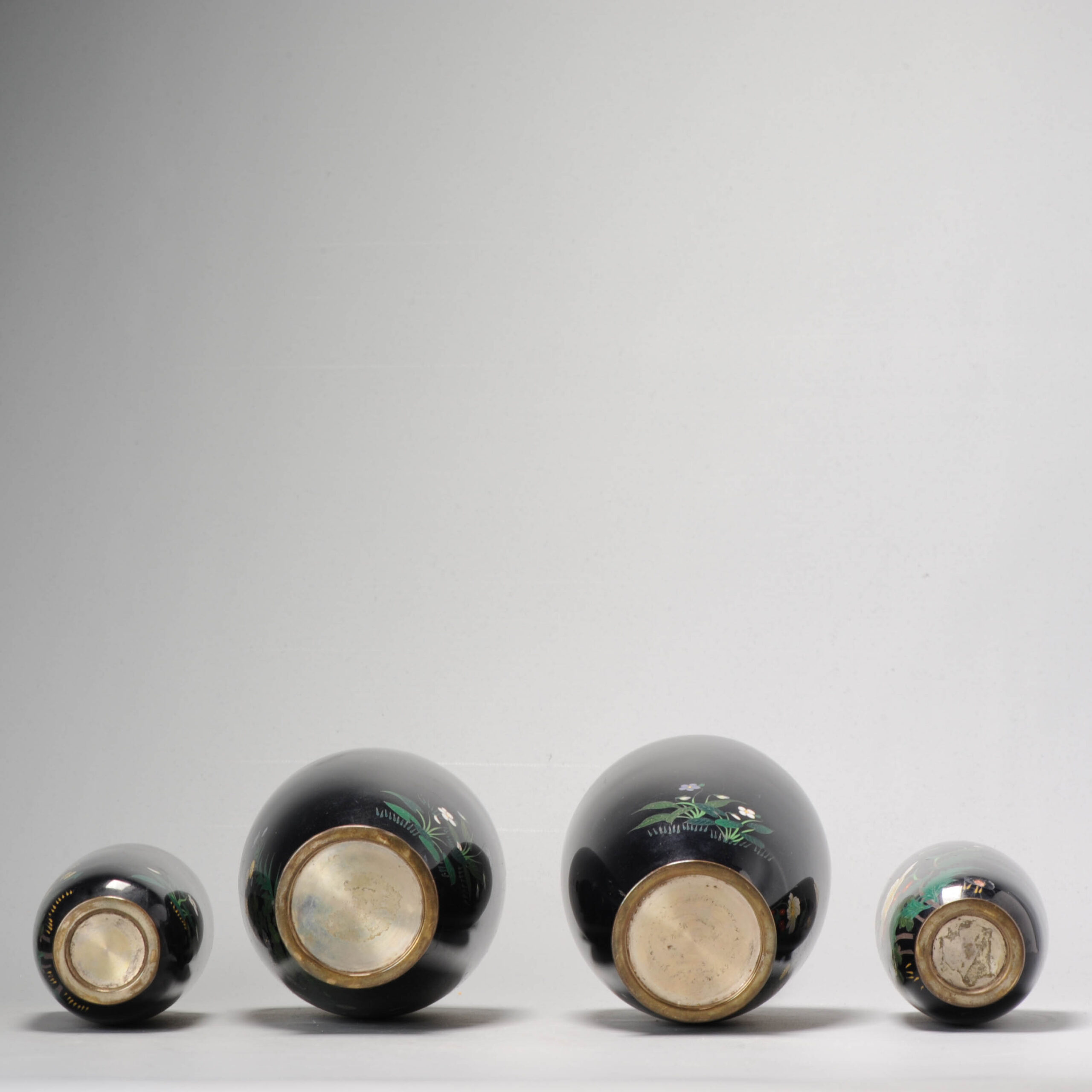 A Garniture vase set with Birds In flight cloisonné enamel Meiji era (1868-1912) - Image 9