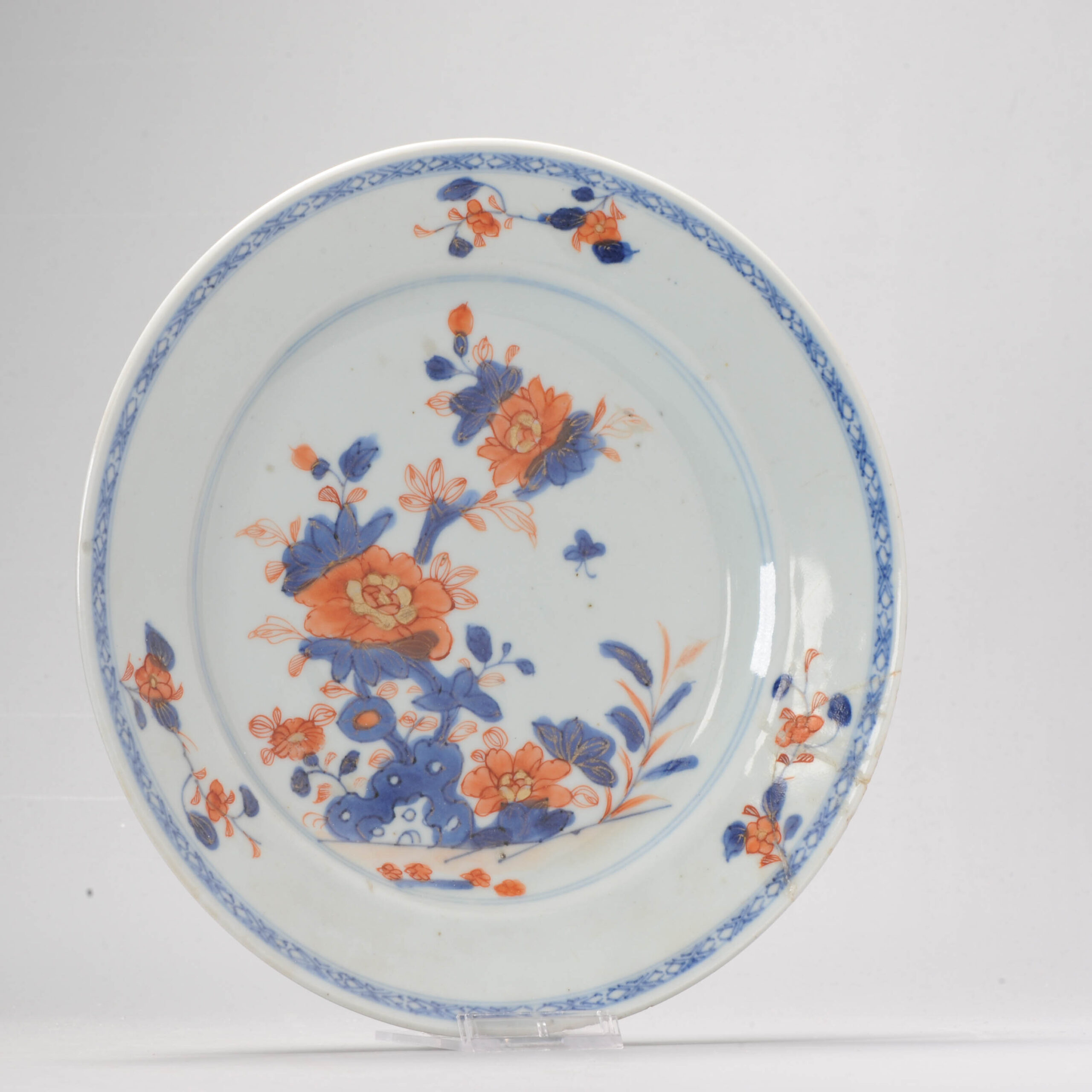 A nice Chinese Porcelain Gold Imari Dish Kangxi or Yongzheng Period Landscape - Image 2