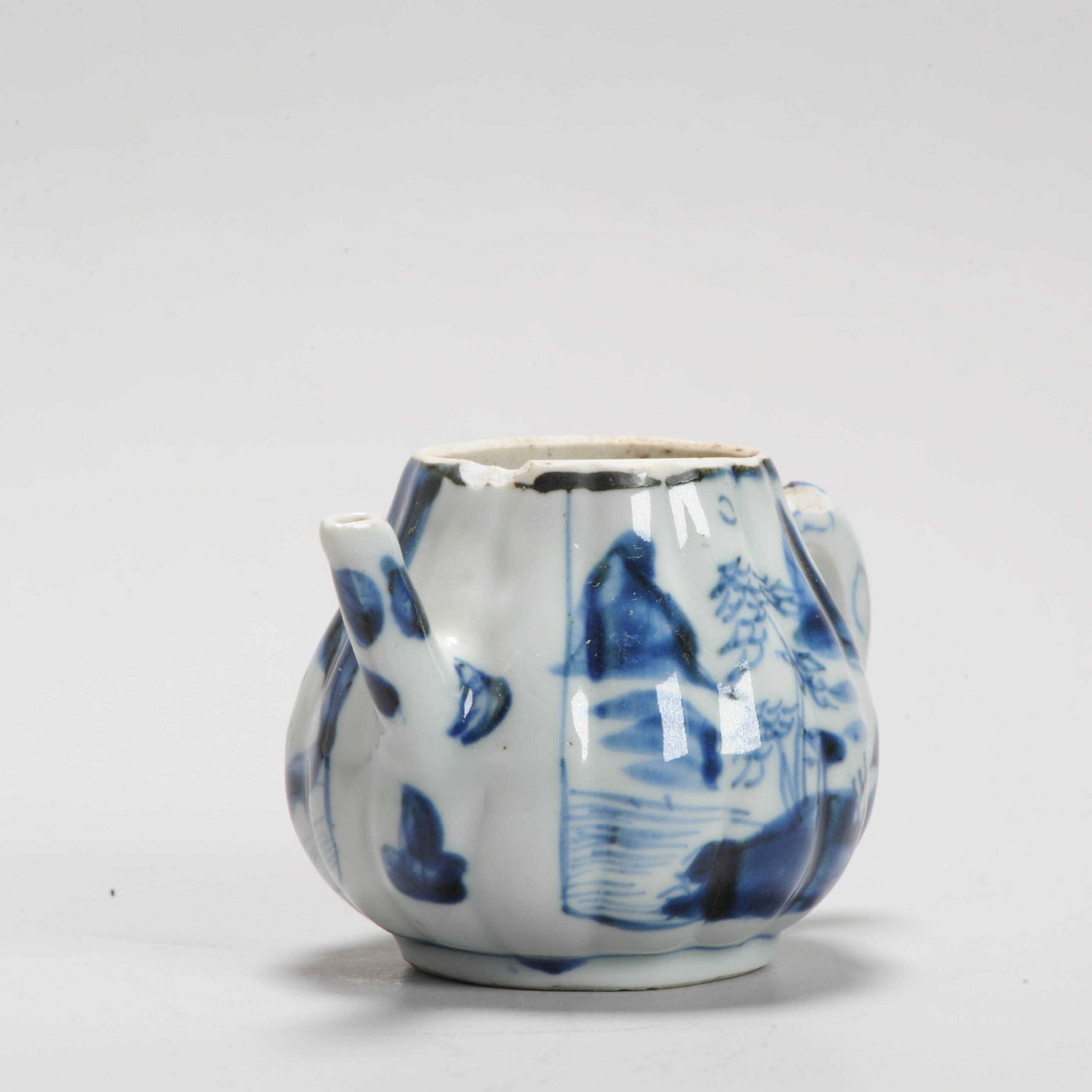 Antique 18th Century Chinese Porcelain Kangxi Blue and White Teapot Floral - Image 12