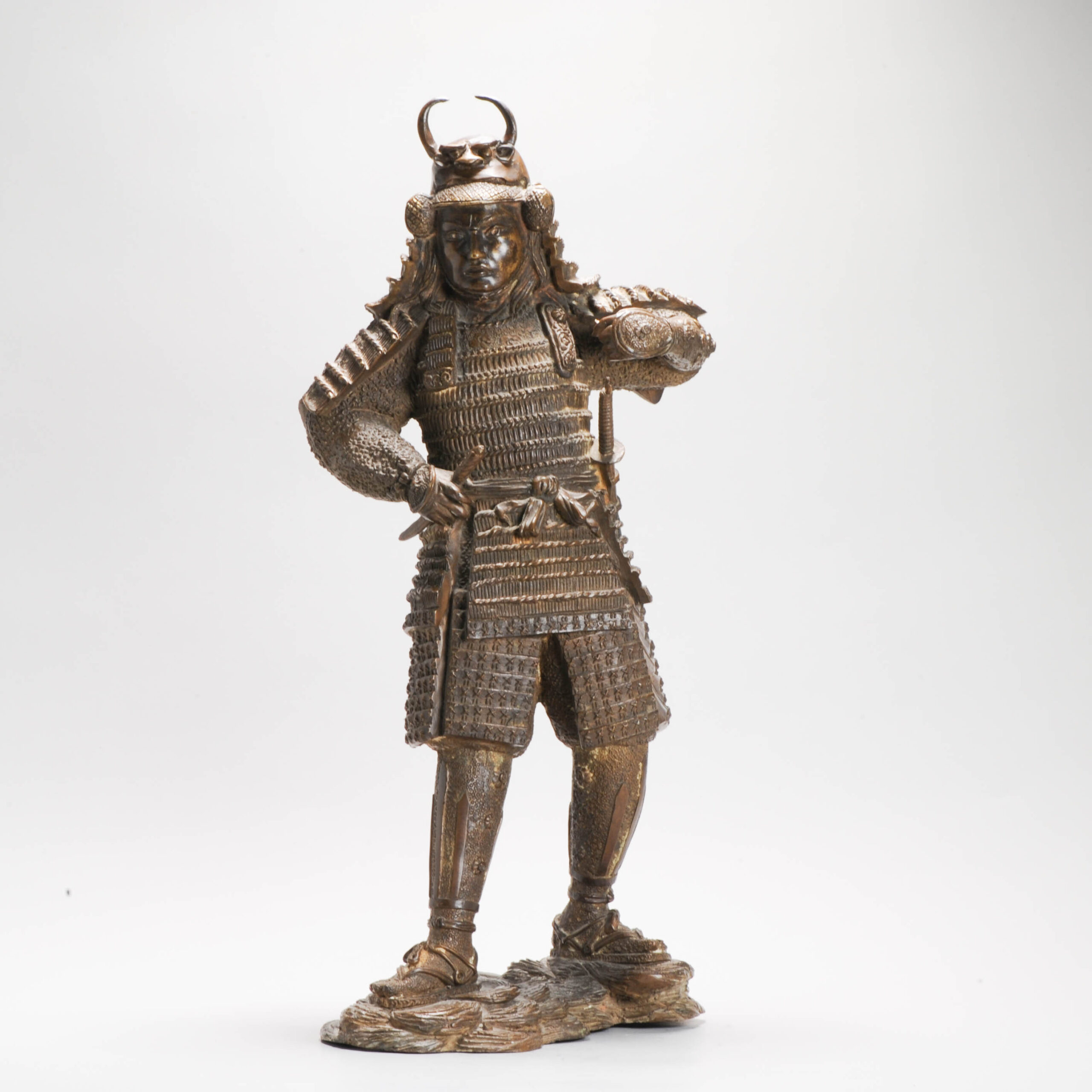 Large Bronze Warrior Samurai Figure Statue Japan Meiji era (1868-1912) Japanese