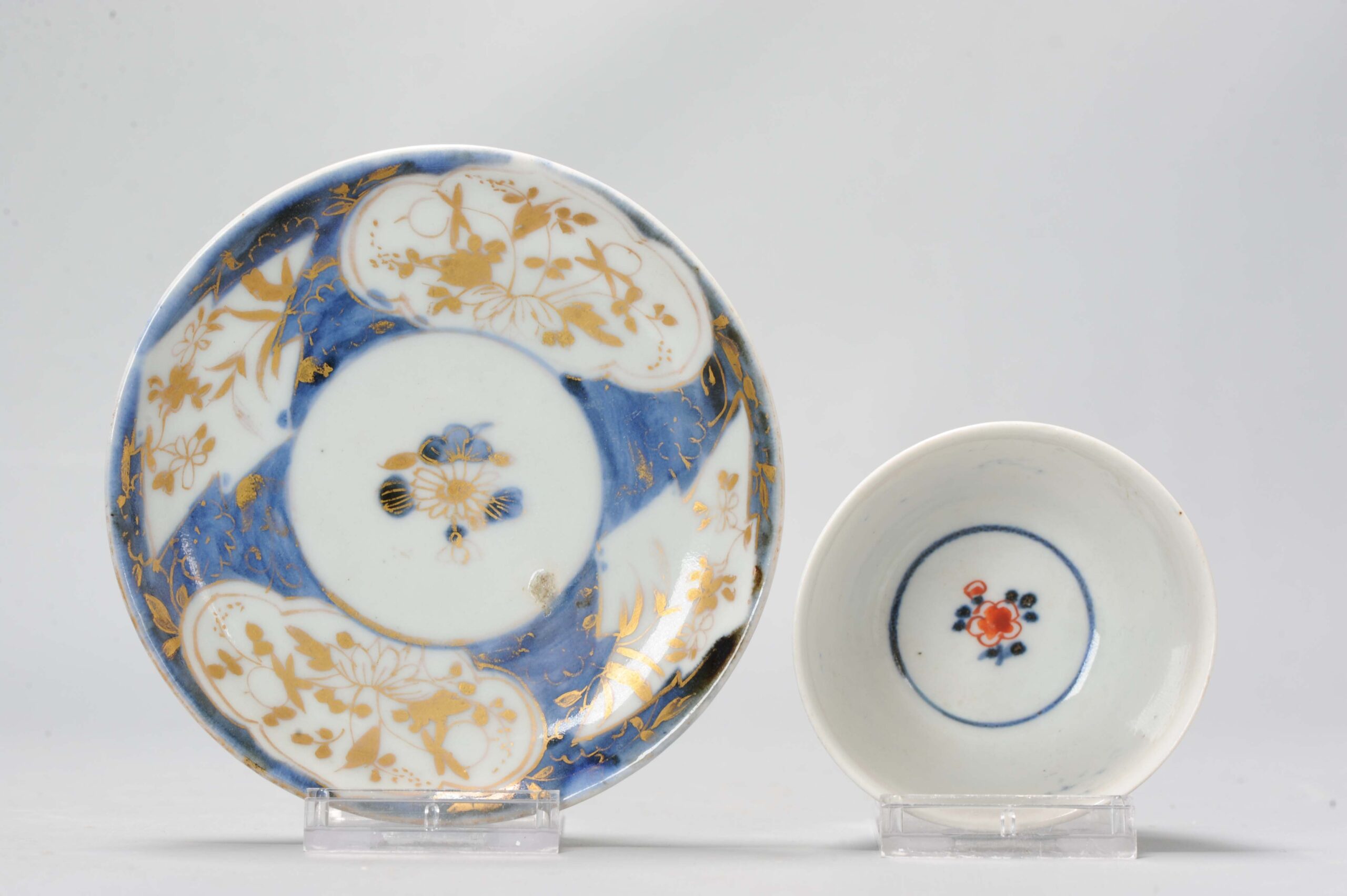 Antique Japanese Porcelain Edo period Tea Bowl Floral Bird Imari