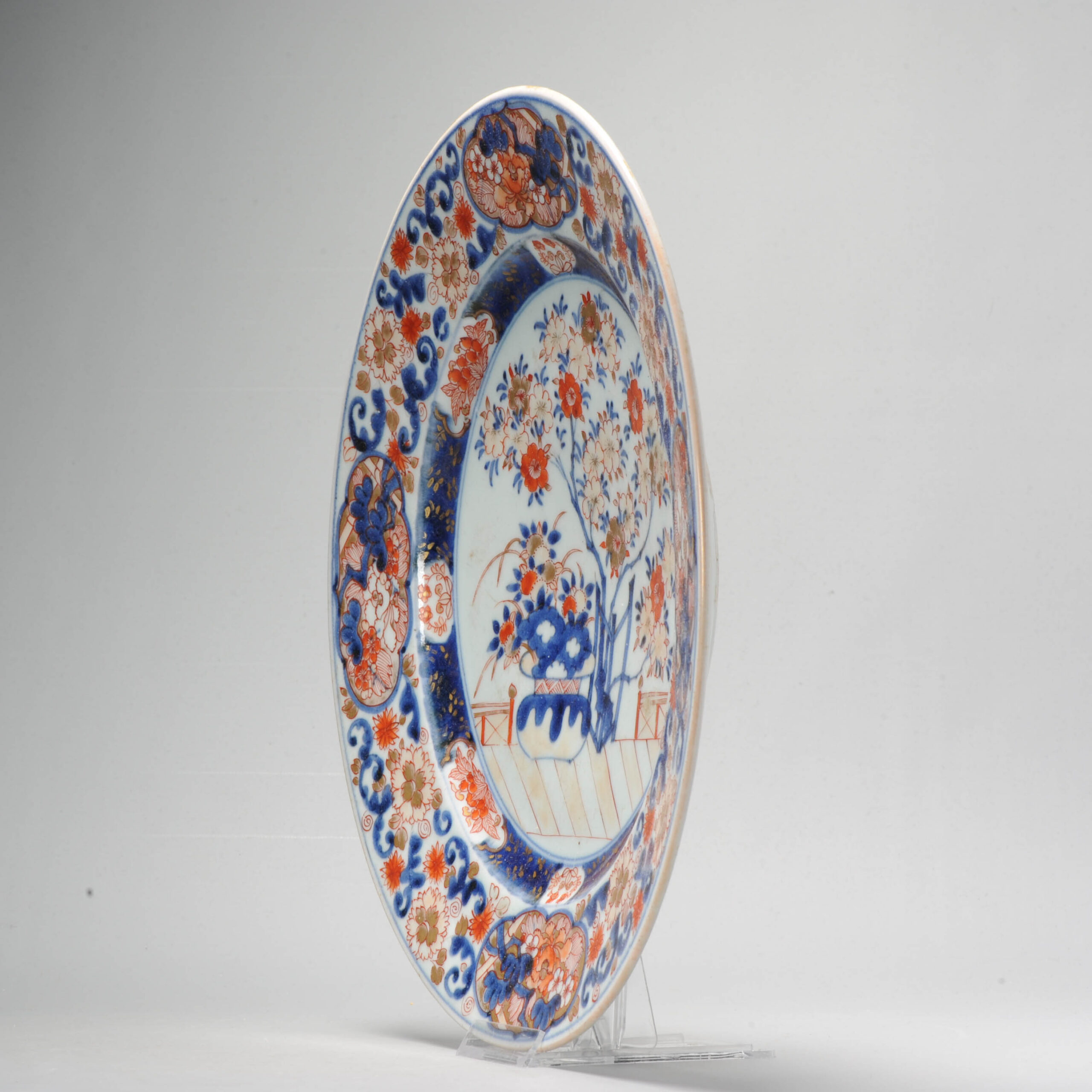 Antique Edo period 1680-1710 Japanese Porcelain Rare Large Flower basket Plate - Image 11