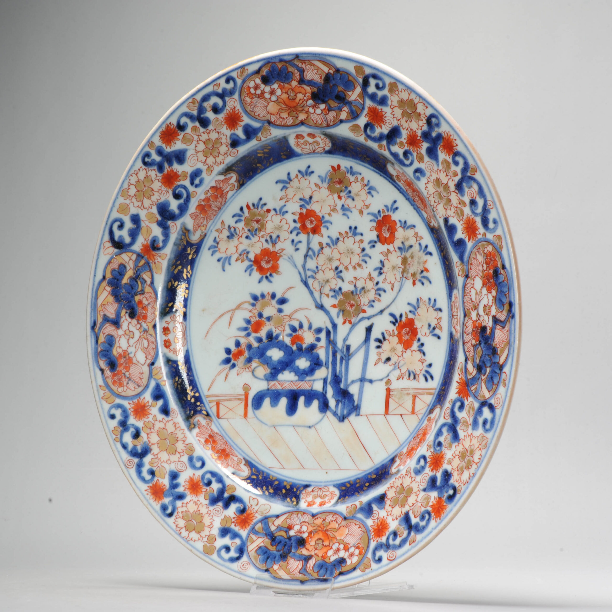 Antique Edo period 1680-1710 Japanese Porcelain Rare Large Flower basket Plate - Image 12