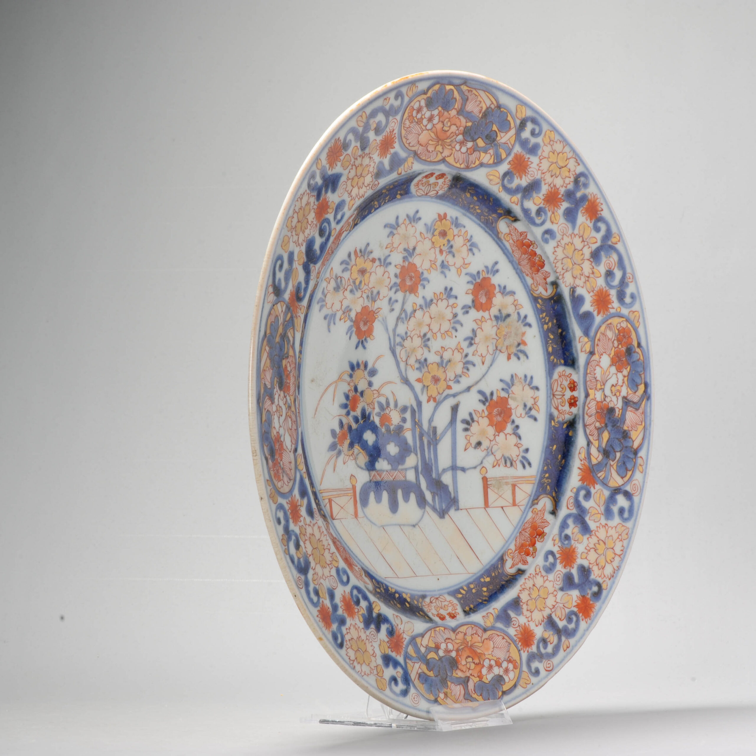 Antique Edo period 1680-1710 Japanese Porcelain Rare Large Flower basket Plate - Image 3