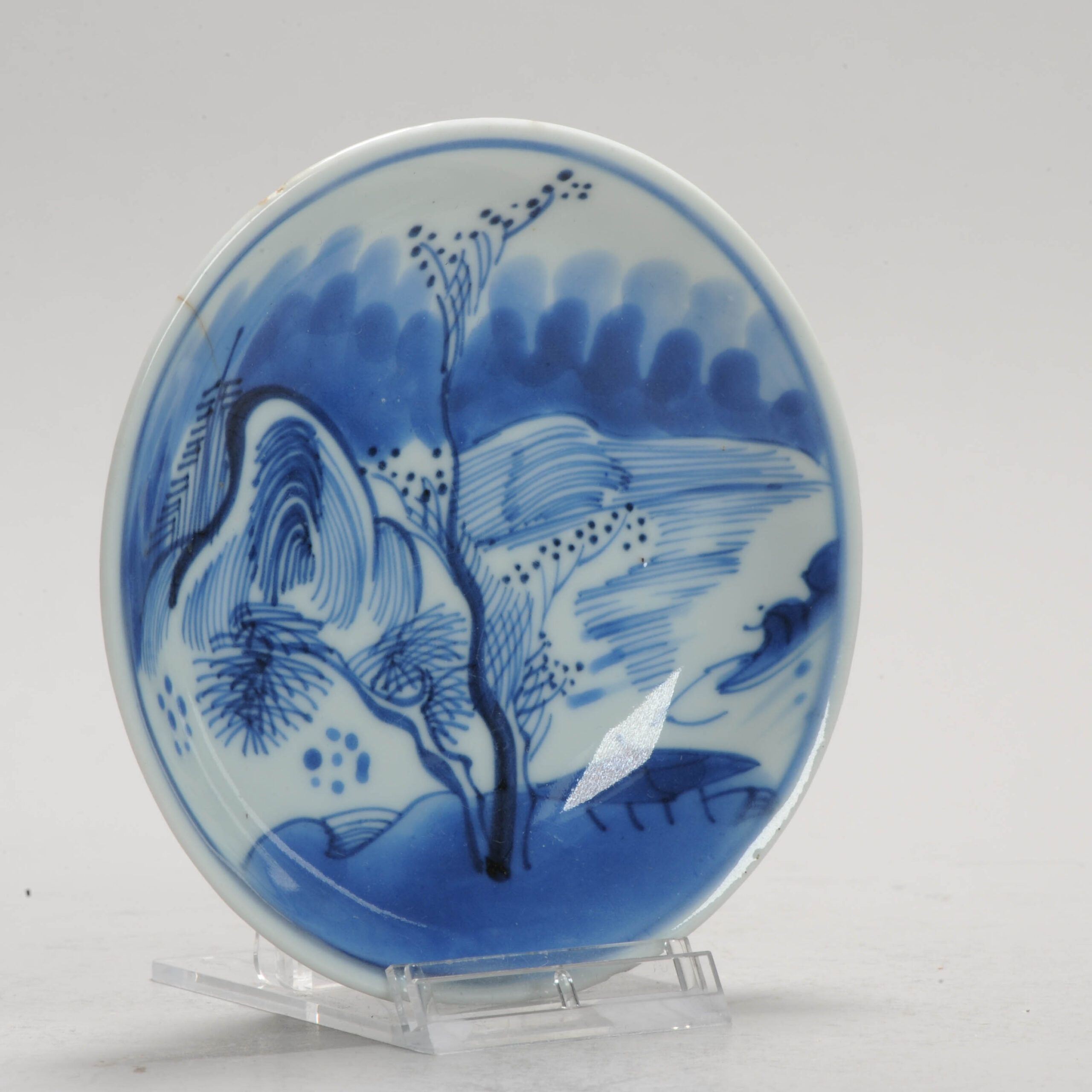 Unusual Kangxi 1662-1722 Chinese Porcelain Dish Landscape Pencilled - Image 10