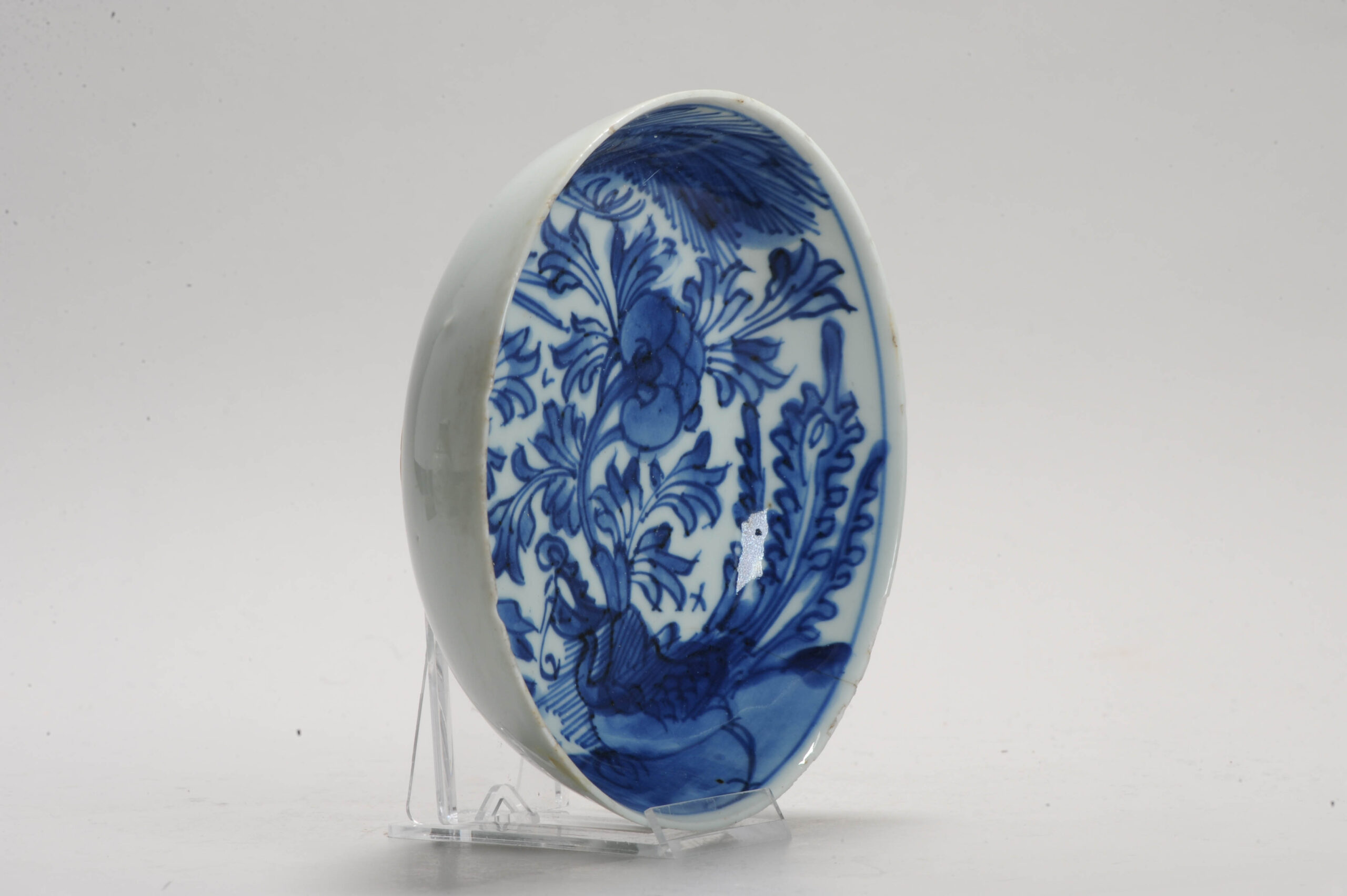 Antique Chinese 17C Porcelain Late Ming Early Qing Fenghuang Phoenix Bowl - Image 3