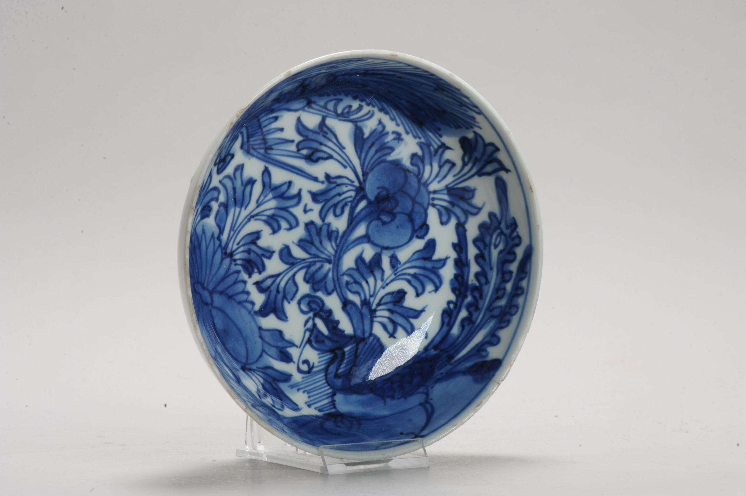 Antique Chinese 17C Porcelain Late Ming Early Qing Fenghuang Phoenix Bowl - Image 2