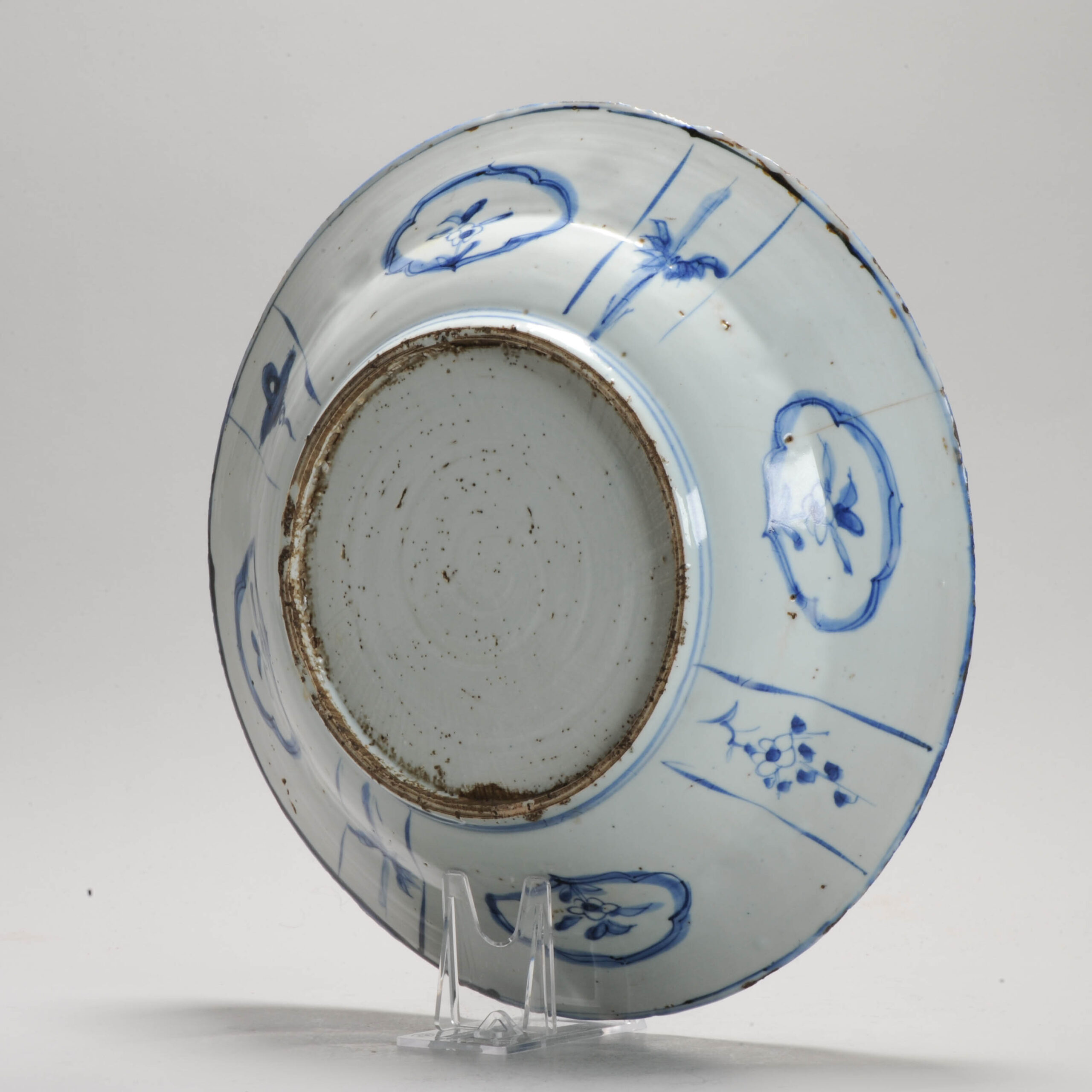 Antique Transitional Ming Chinese Porcelain Tulip Kraak Charger Servant Master - Image 6