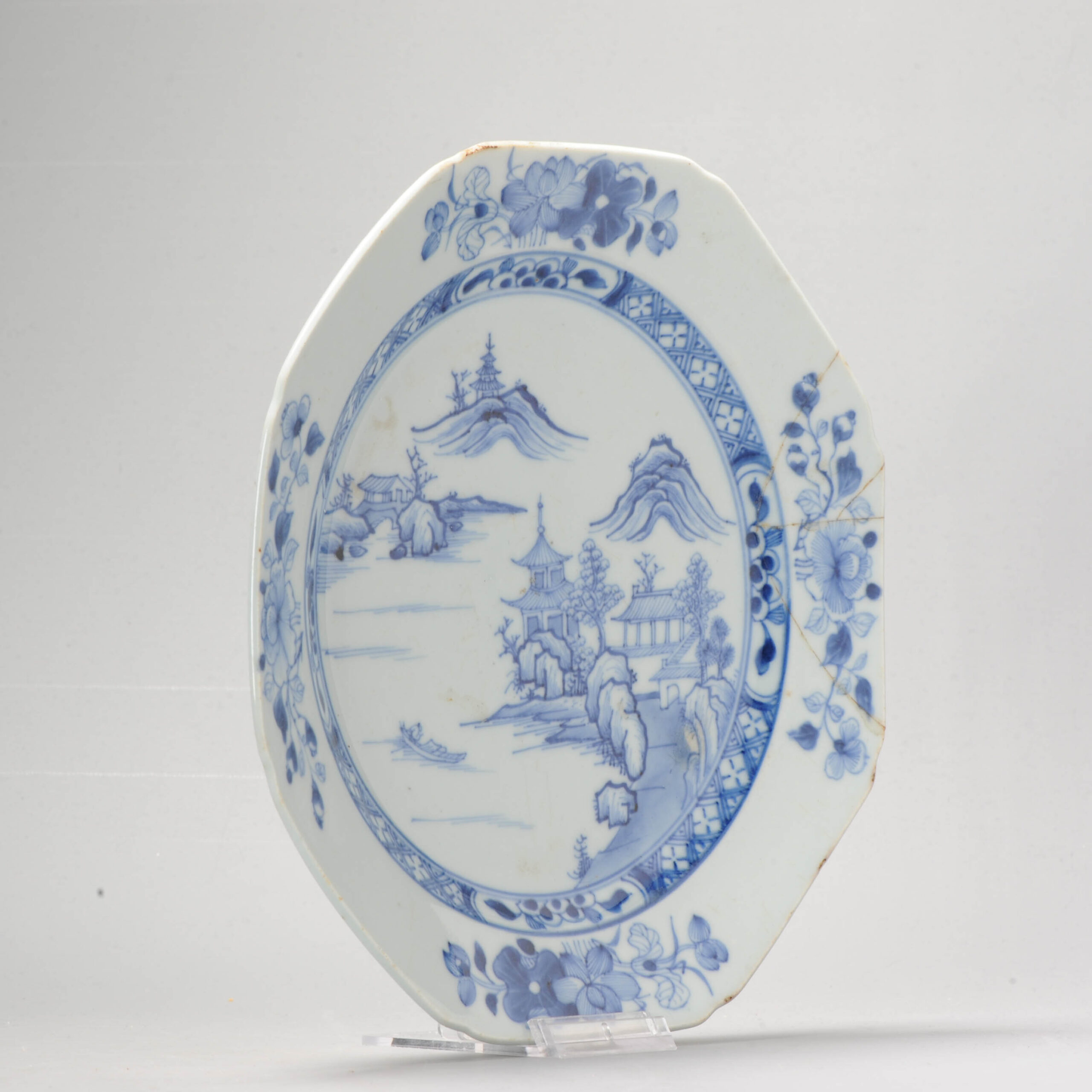 A Landscape Qianlong Yonzheng Chinese Porcelain Blue and White Plate 1730- 1740 China - Image 4