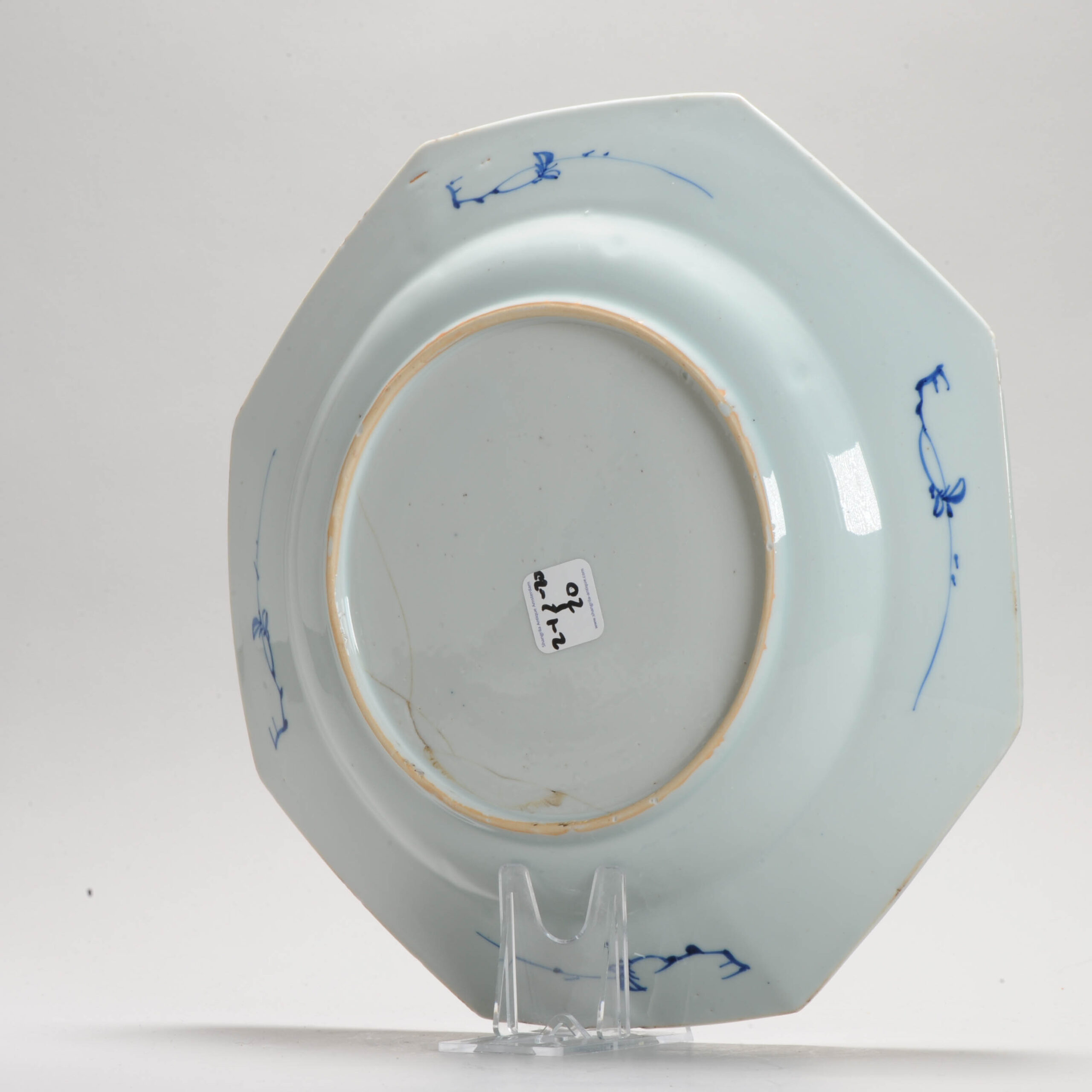 27.5CM Antique Chinese Kangxi / Yongzheng SE Asian Market dish Blue White Lotus - Image 6