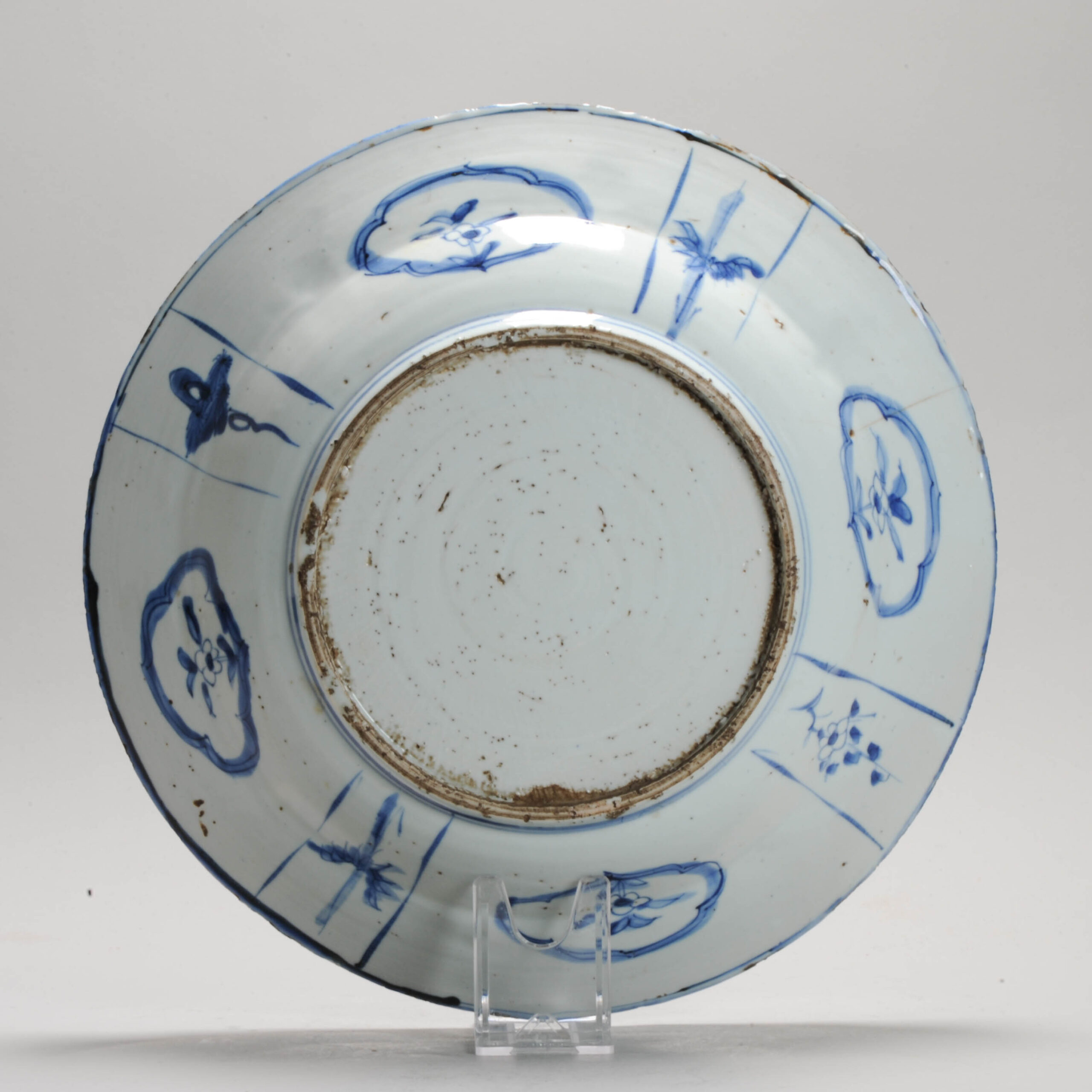 Antique Transitional Ming Chinese Porcelain Tulip Kraak Charger Servant Master - Image 7