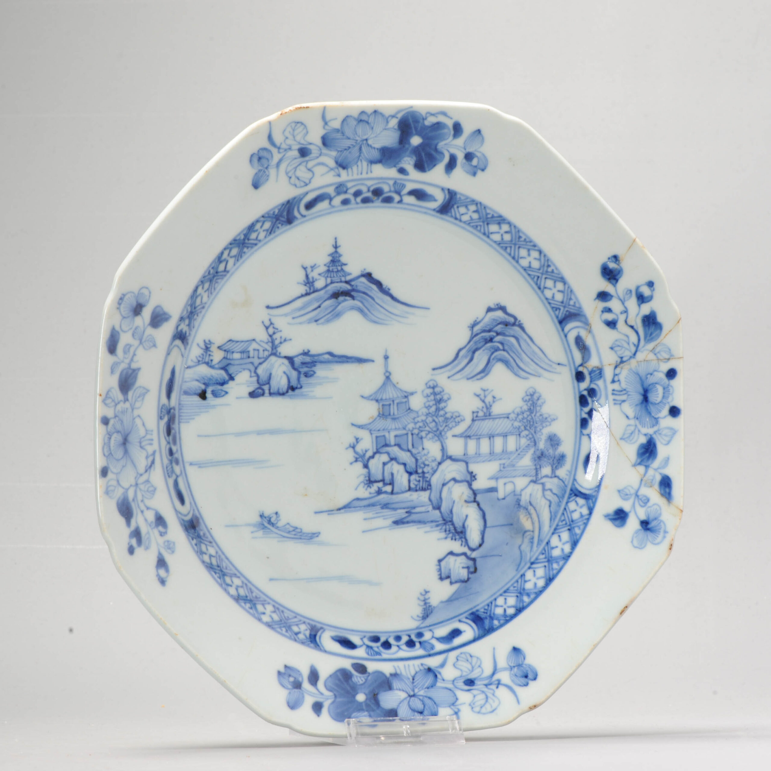 A Landscape Qianlong Yonzheng Chinese Porcelain Blue and White Plate 1730- 1740 China - Image 3