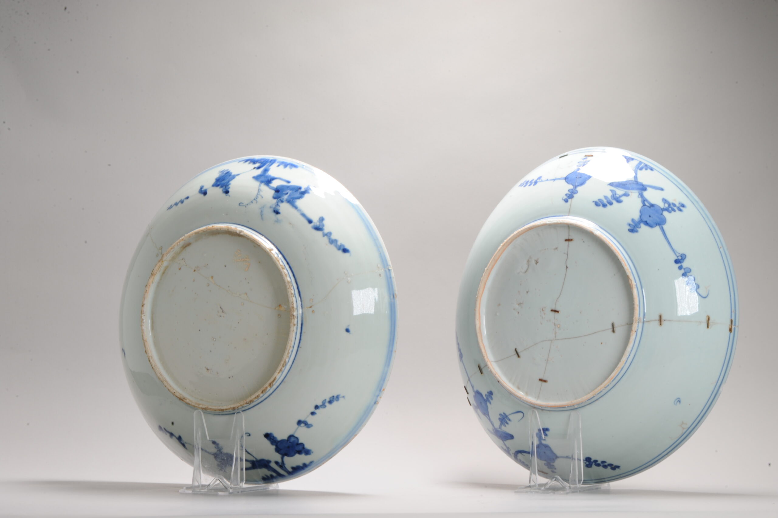 Pair Large Antique Chinese Porcelain DEER IN LANDSCAPE Dishes Jiajing period 1522-1566 - 图片 10