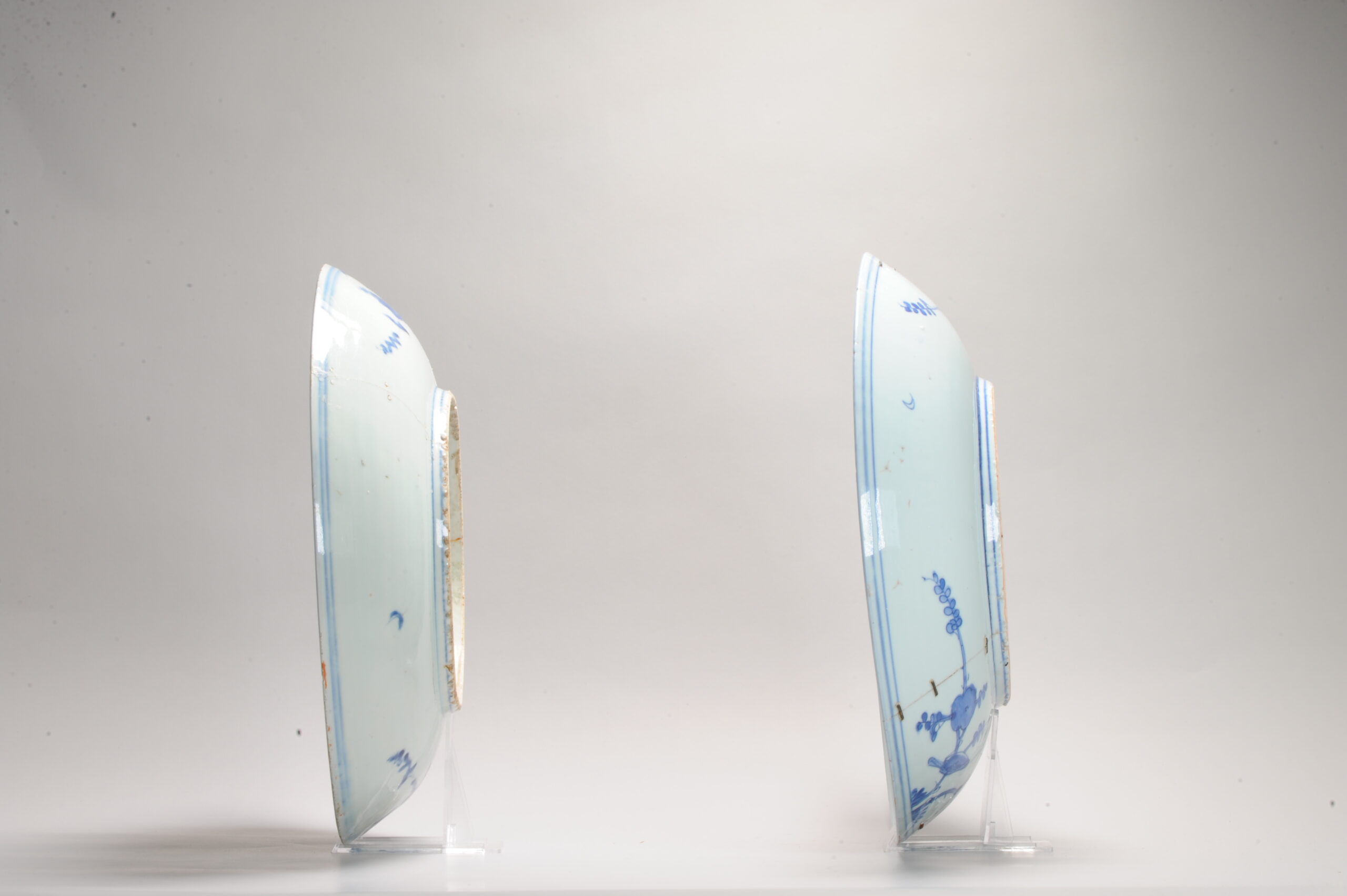 Pair Large Antique Chinese Porcelain DEER IN LANDSCAPE Dishes Jiajing period 1522-1566 - 图片 6