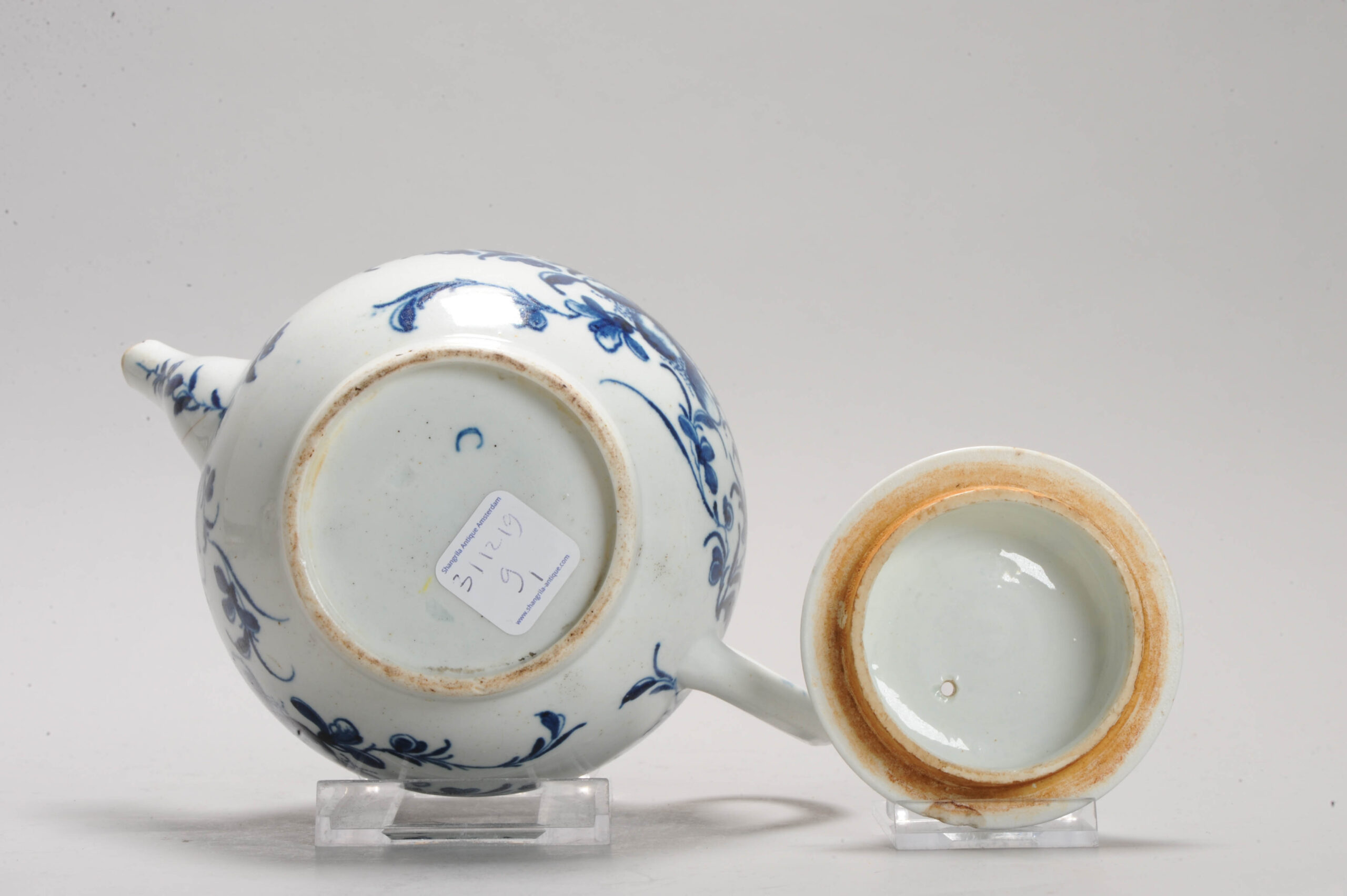 18th Century English Porcelain Worcester Teapot Dr Wall period Flower Pattern - Image 14