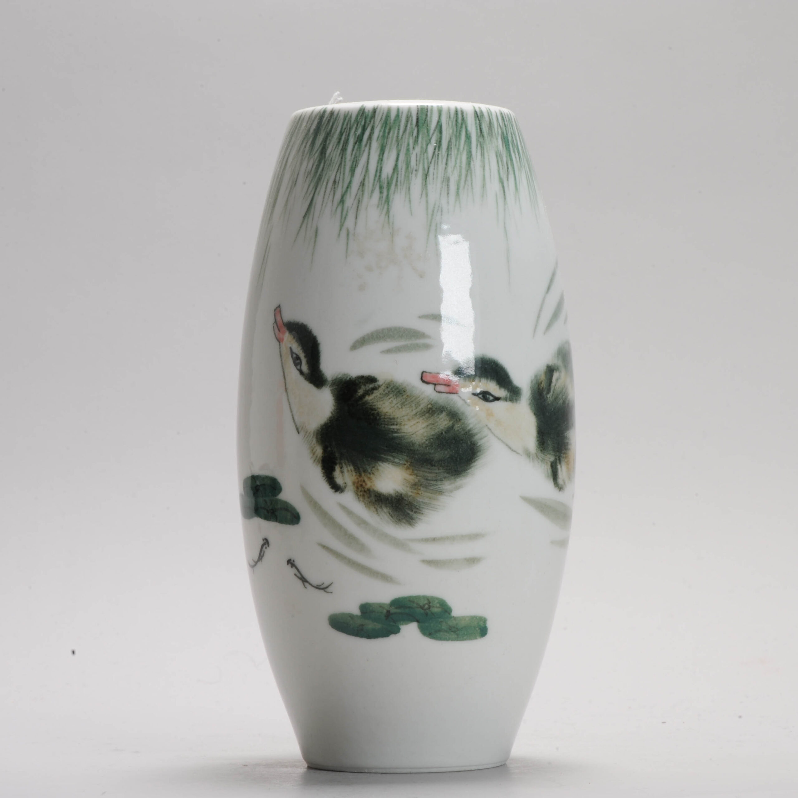 Vintage 1997 Hu Jie Chinese porcelain PROC Liling Duck Vases China Underglaze