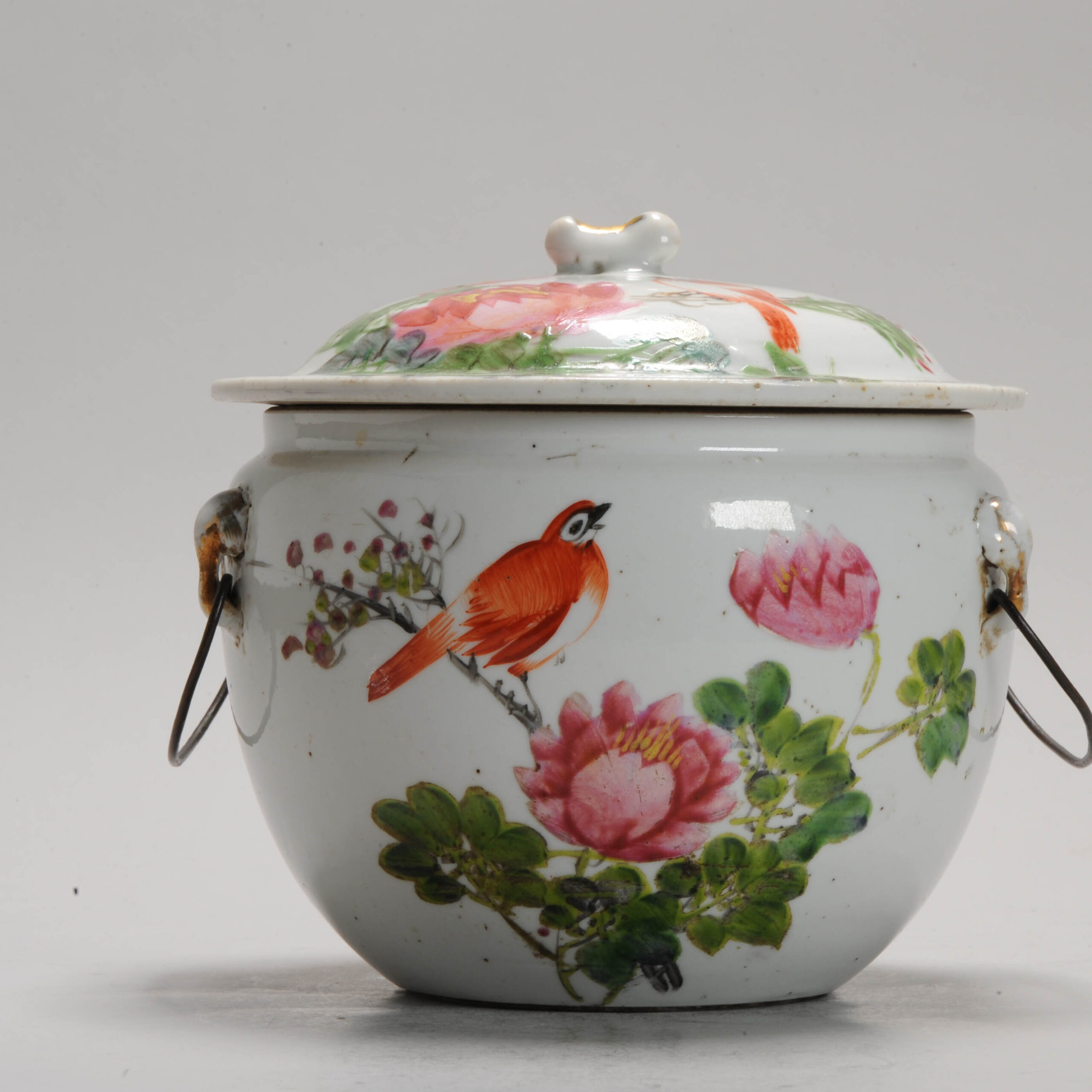 Antique 19C Chinese porcelain Kamcheng Tureen Fencai BIRD 19C Period - Image 9