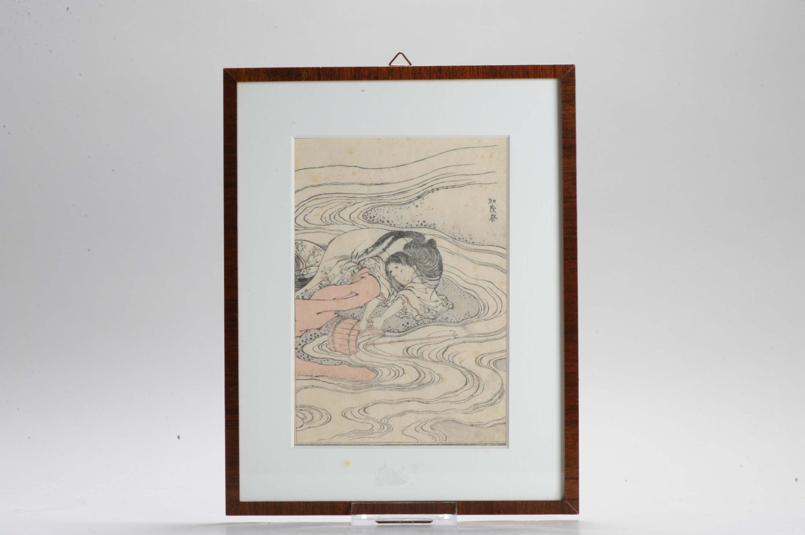 Japanese figural Wood Block Print Artist Marked Ukiyo-e woodblock print master.