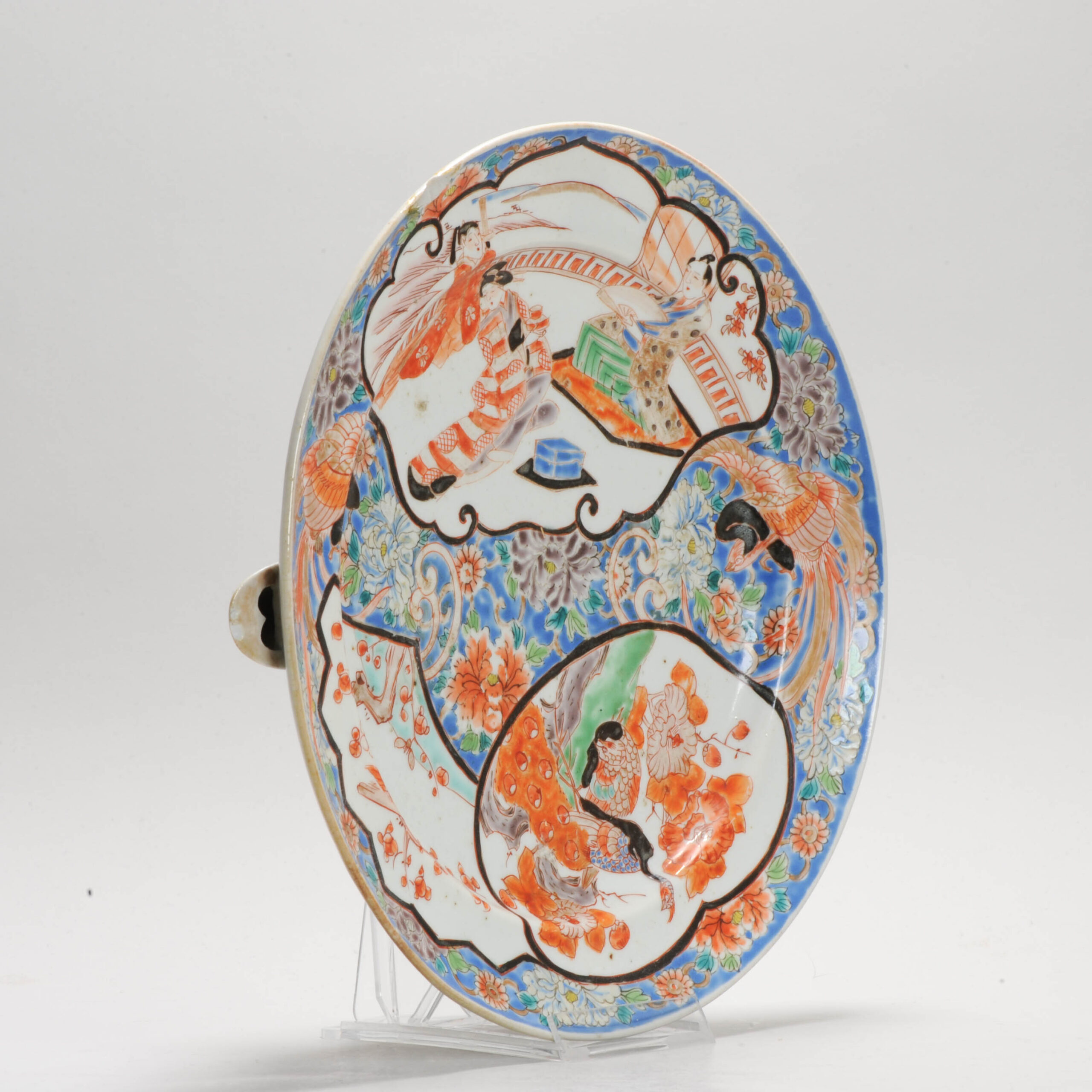 Great 19C Japanese Hichozan Shinpo zo Plate Warm Water Warrior - Image 3