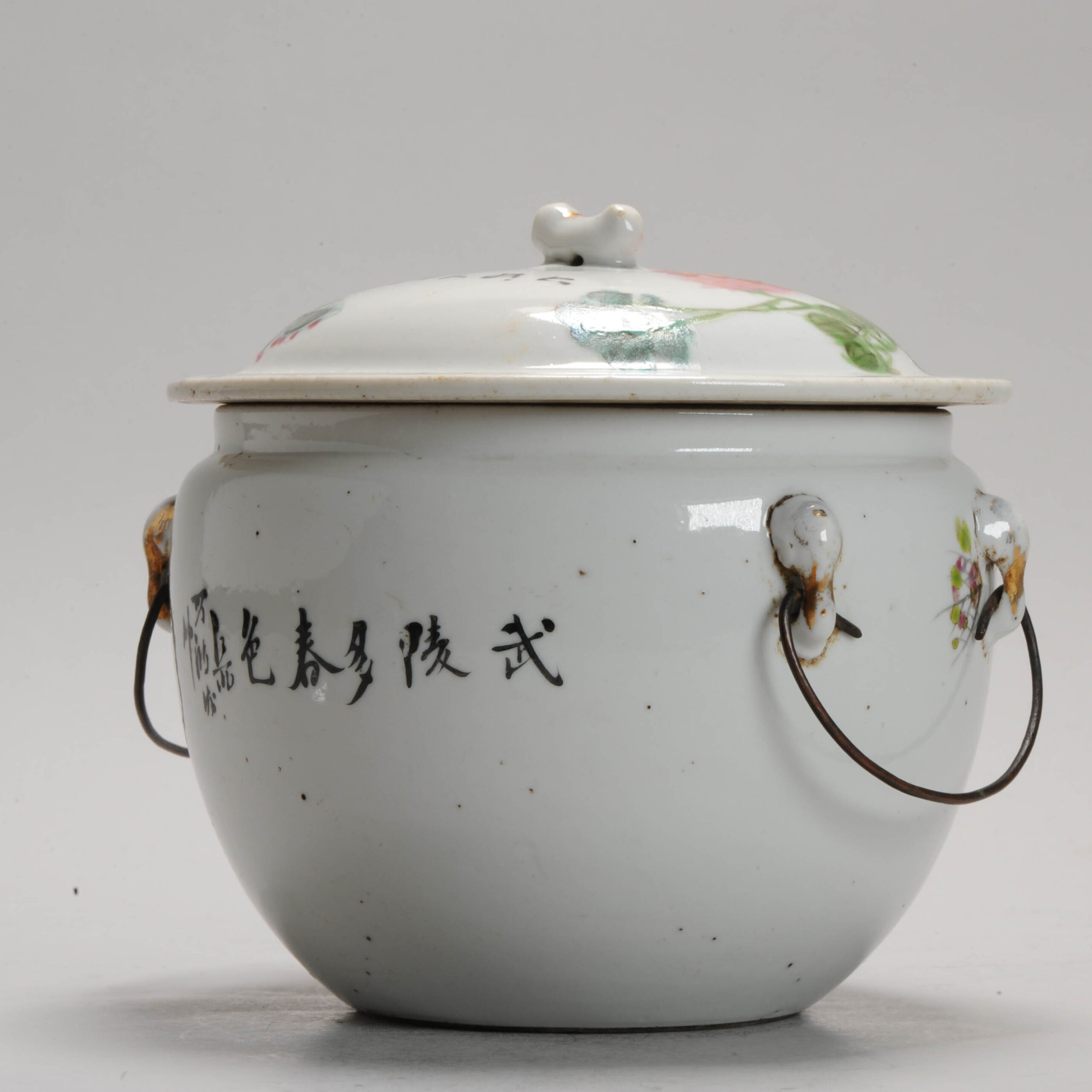 Antique 19C Chinese porcelain Kamcheng Tureen Fencai BIRD 19C Period - Image 13