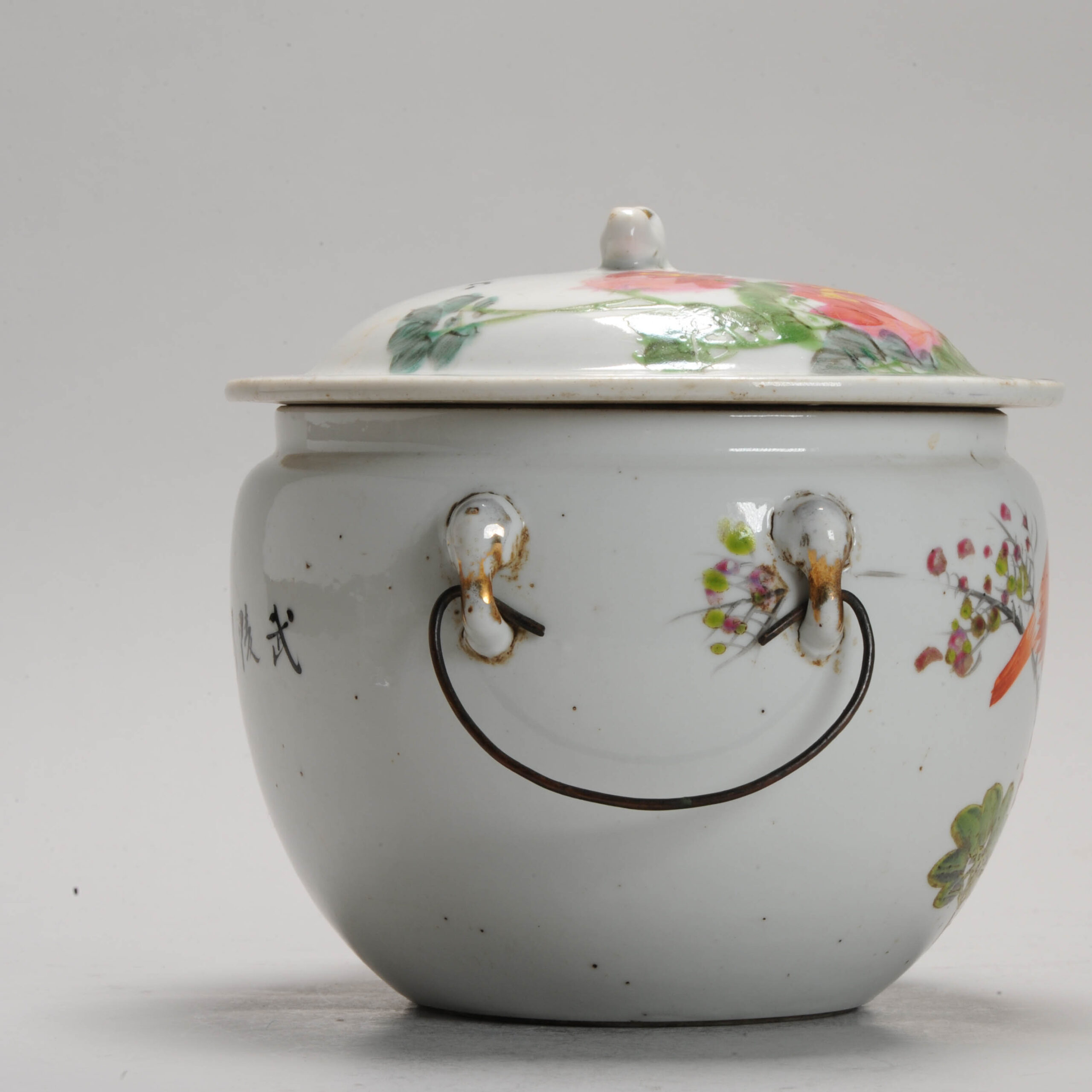 Antique 19C Chinese porcelain Kamcheng Tureen Fencai BIRD 19C Period - Image 11