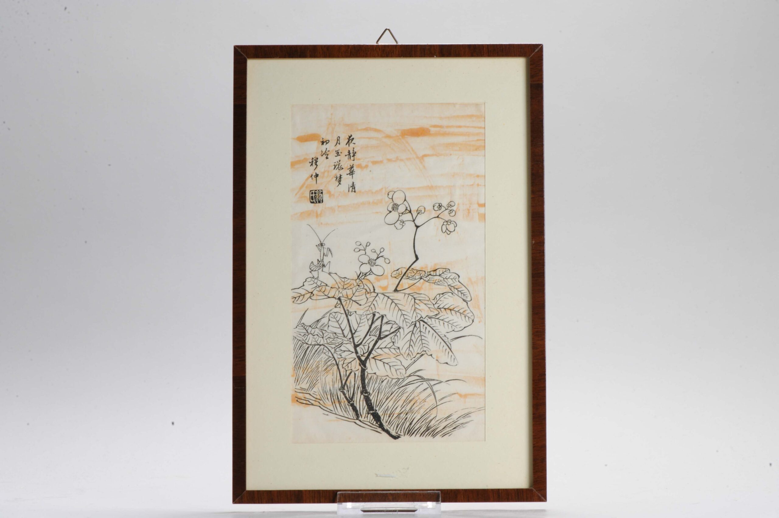 Japanese Prunus Wood Block Print Artist Marked Ukiyo-e woodblock print master.