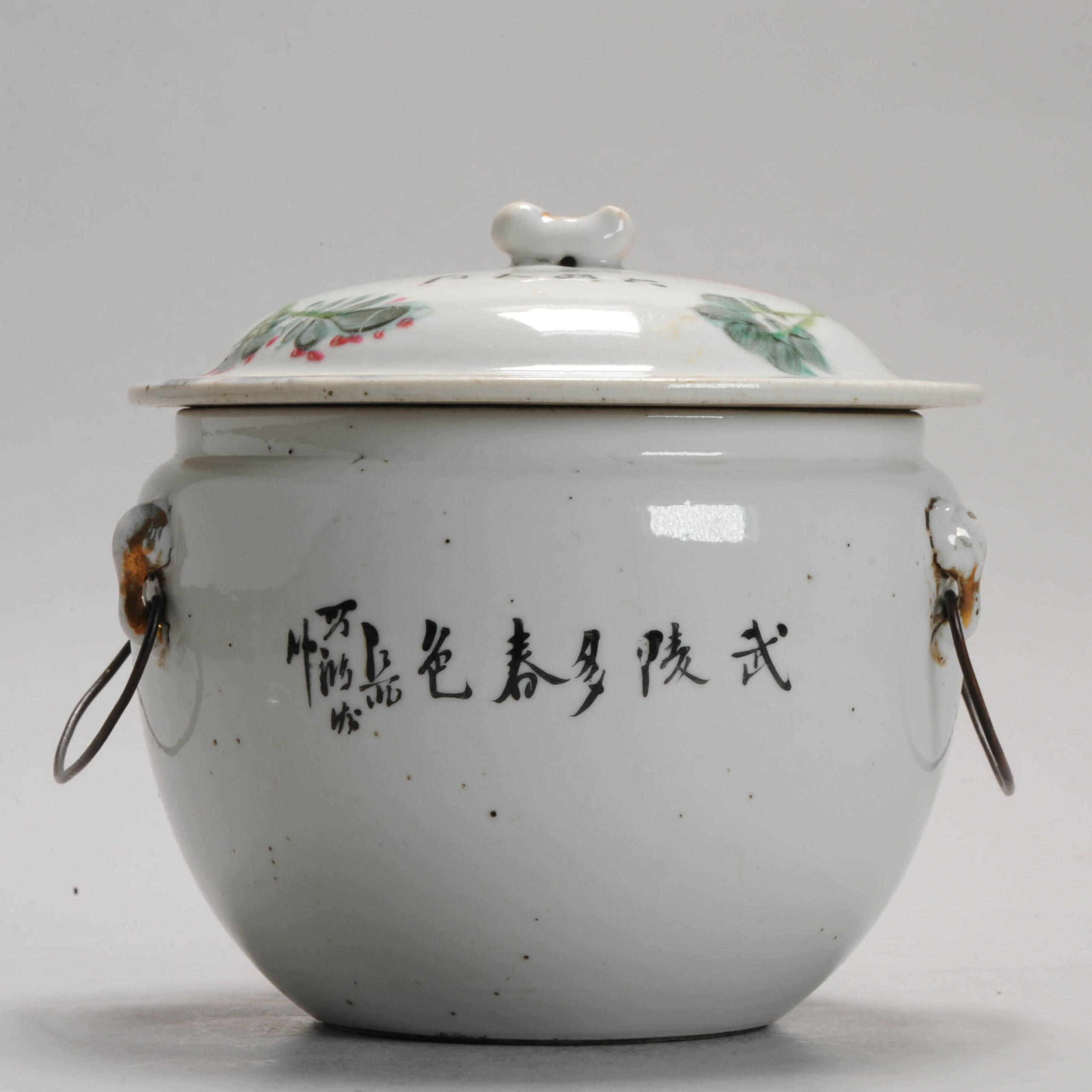 Antique 19C Chinese porcelain Kamcheng Tureen Fencai BIRD 19C Period - Image 14