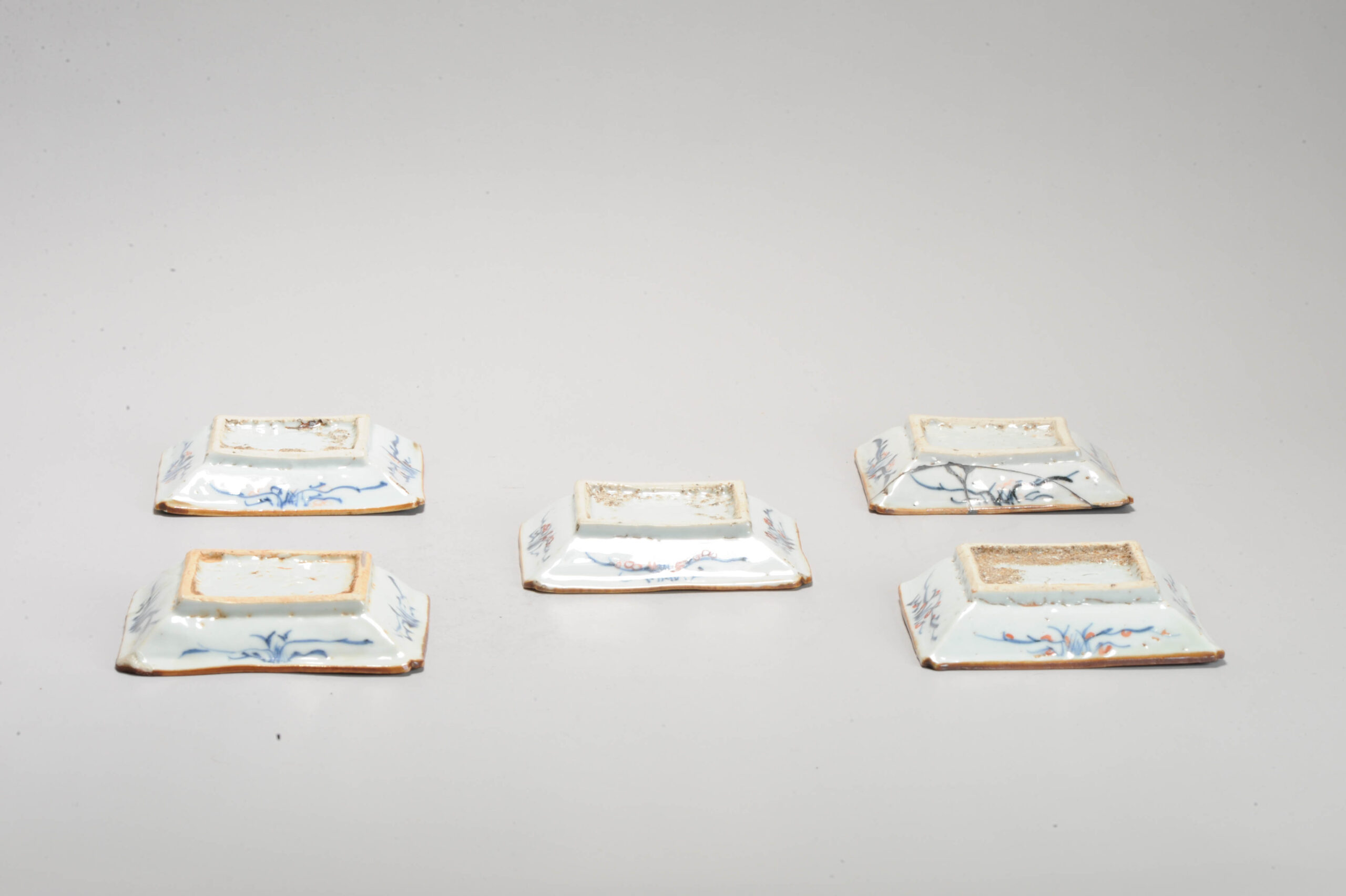 Unusual 17C Chinese Porcelain Ming Period Kaiseki Set Square dish Three Friends of Winter - Image 16