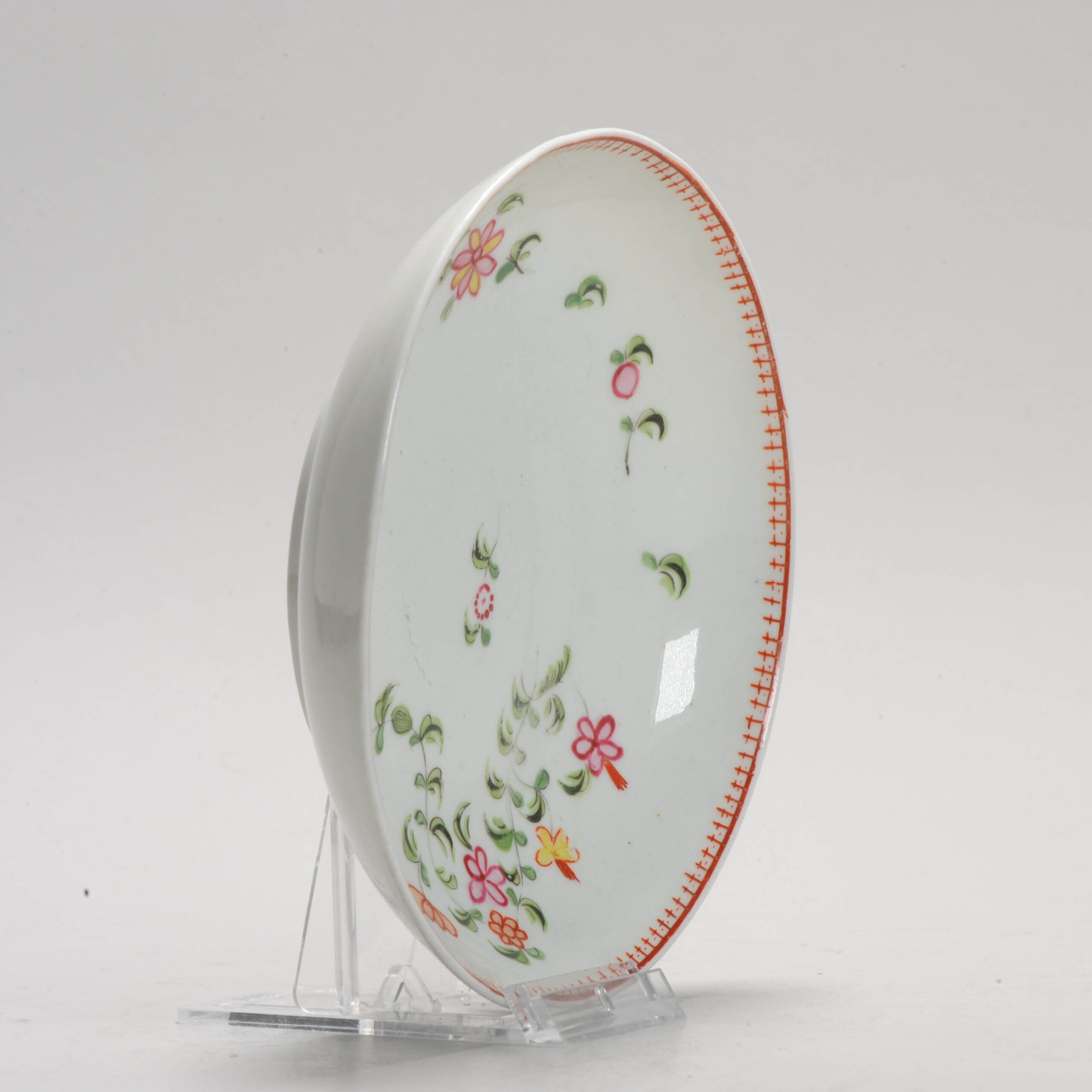 Antique 18th C Qianlong Dish Imari Rose Qing Chinese Porcelain Flowers - Image 3