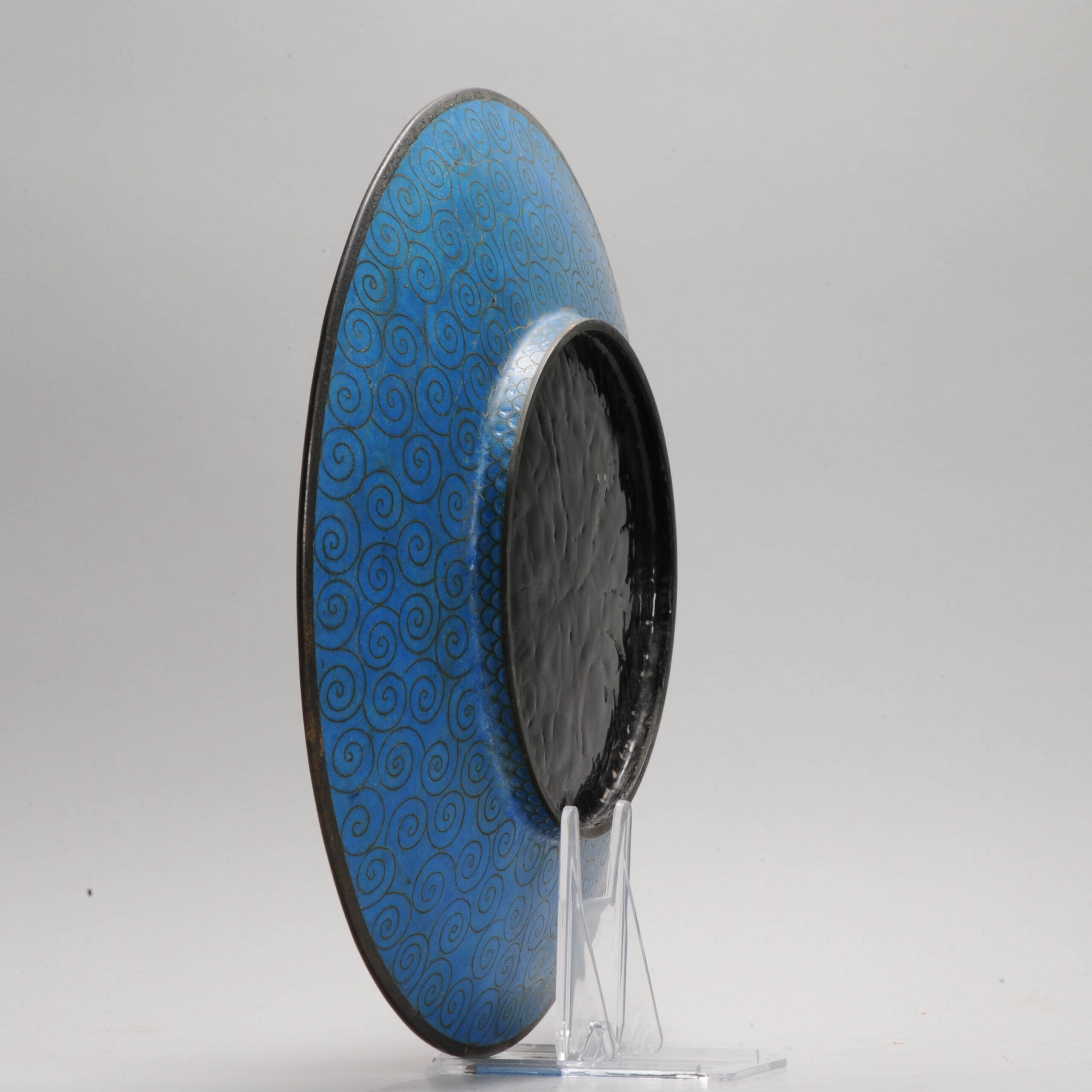 Lovely 19c Antique Meiji Period Japanese Wall dish Bronze Flowers Cloisonne - Image 5