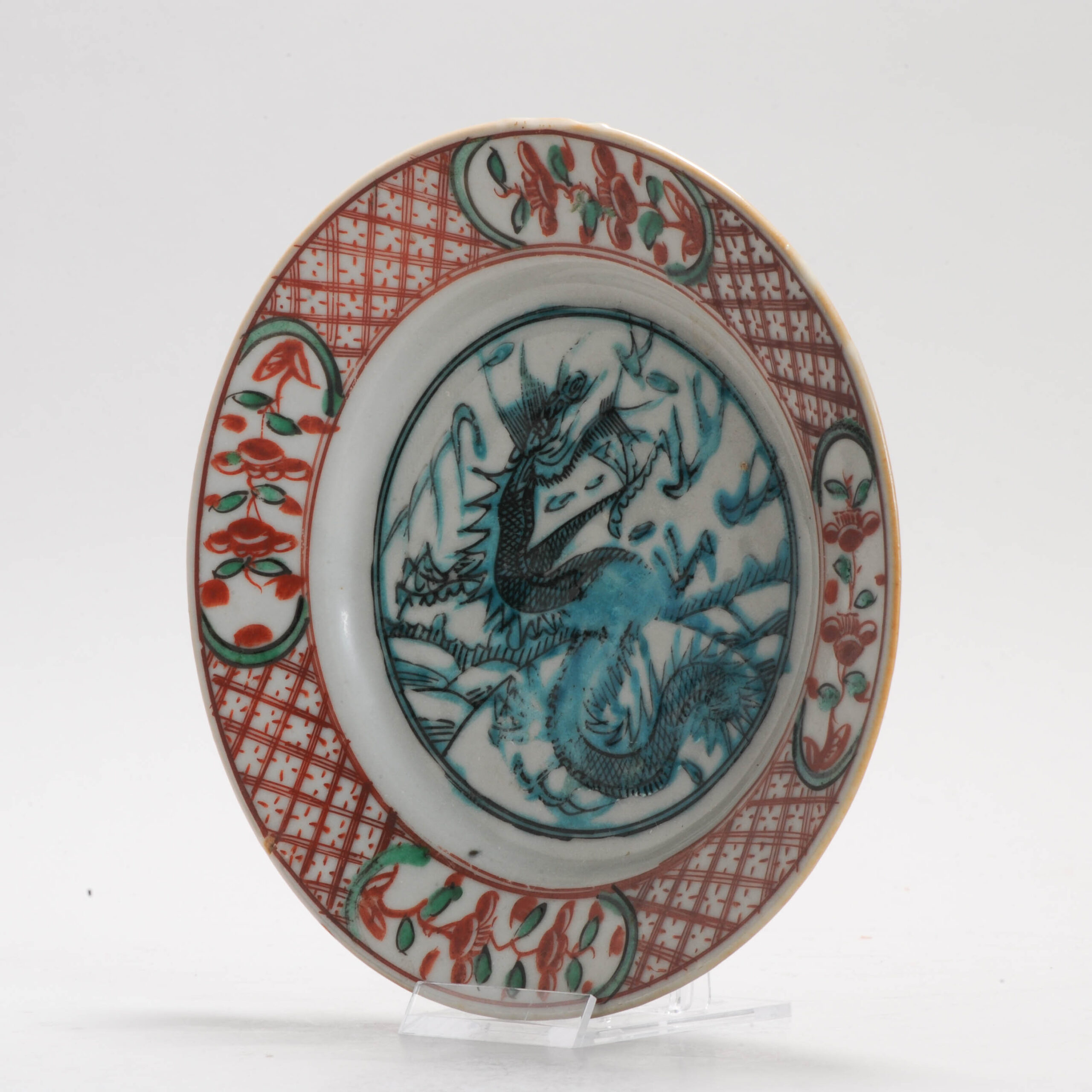 Antique Chinese 16/17C Chinese Porcelain Dish Swatow Fish Dragon Enamel China - Image 12
