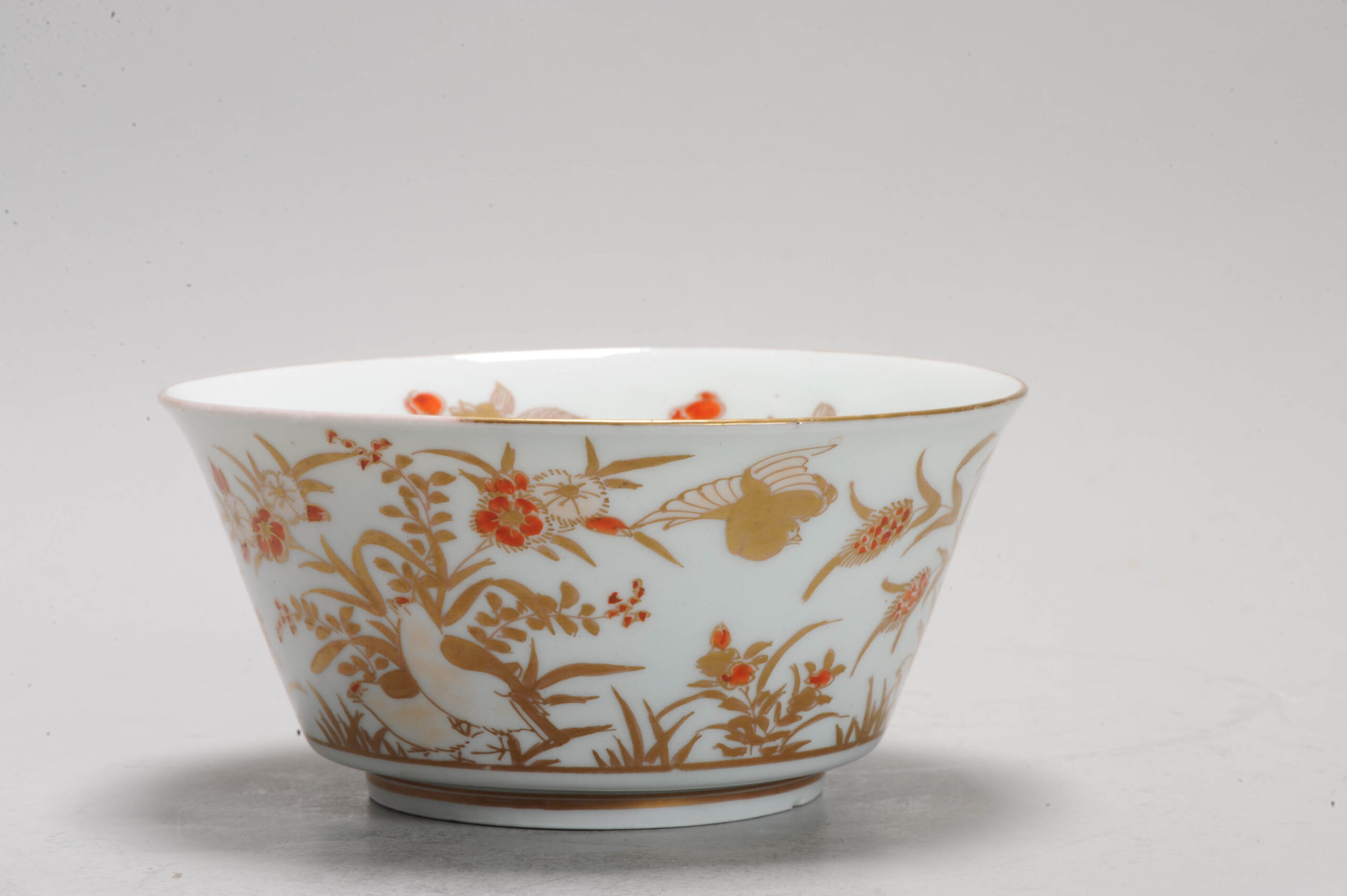 Ca 1700-1720 Gold Imari Arita Japanese birds Edo Period Porcelain Bowl - Image 8