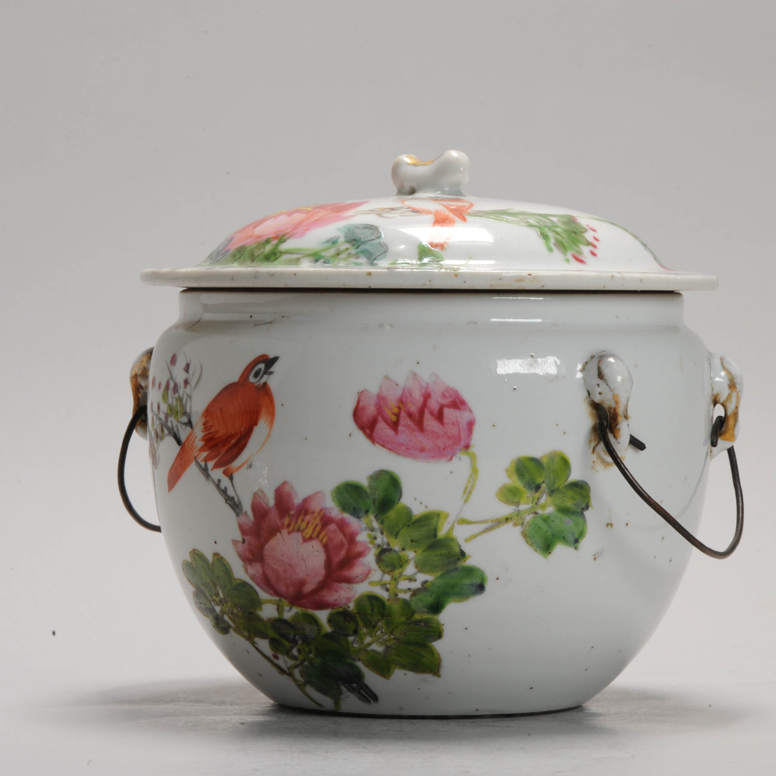 Antique 19C Chinese porcelain Kamcheng Tureen Fencai BIRD 19C Period - Image 8