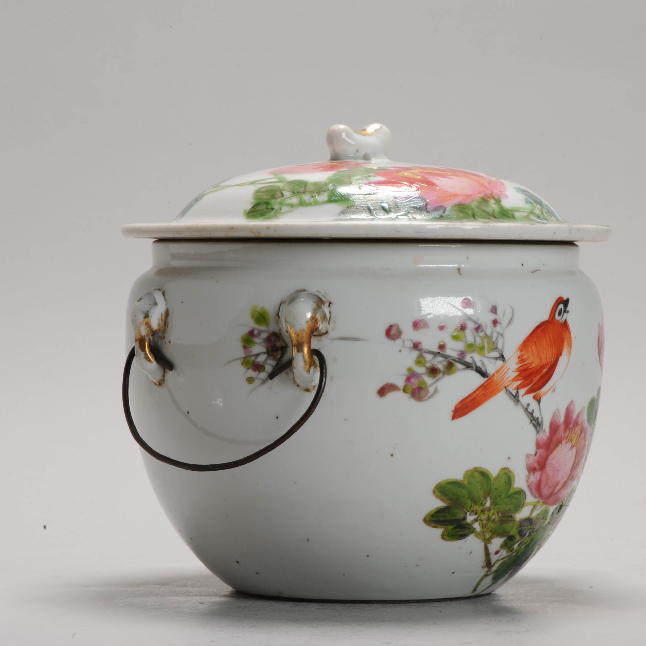 Antique 19C Chinese porcelain Kamcheng Tureen Fencai BIRD 19C Period - Image 10