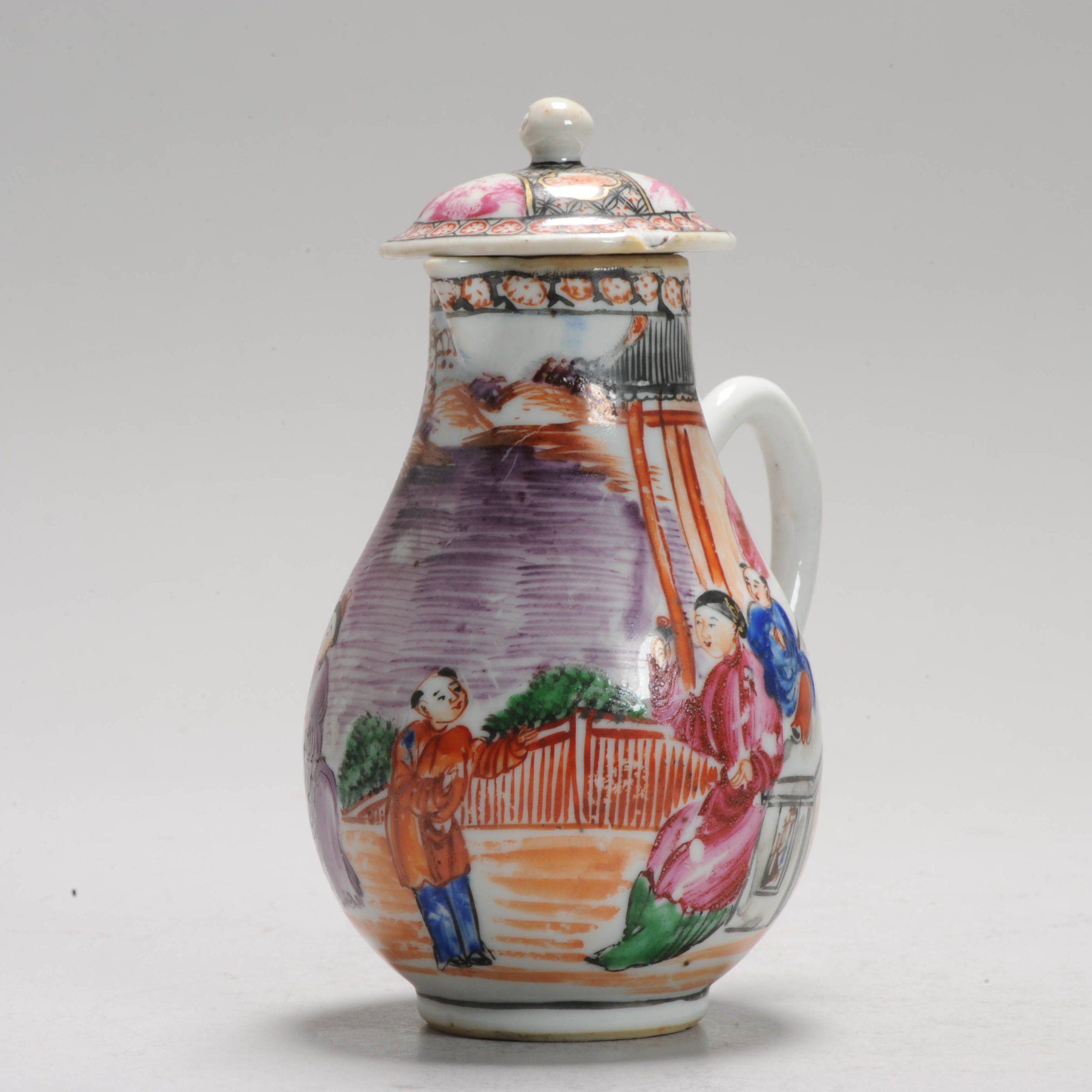 Antique 18C Chinese Porcelain MANDARIN Tea Creamer Chine de Commande Qianlong - Image 9