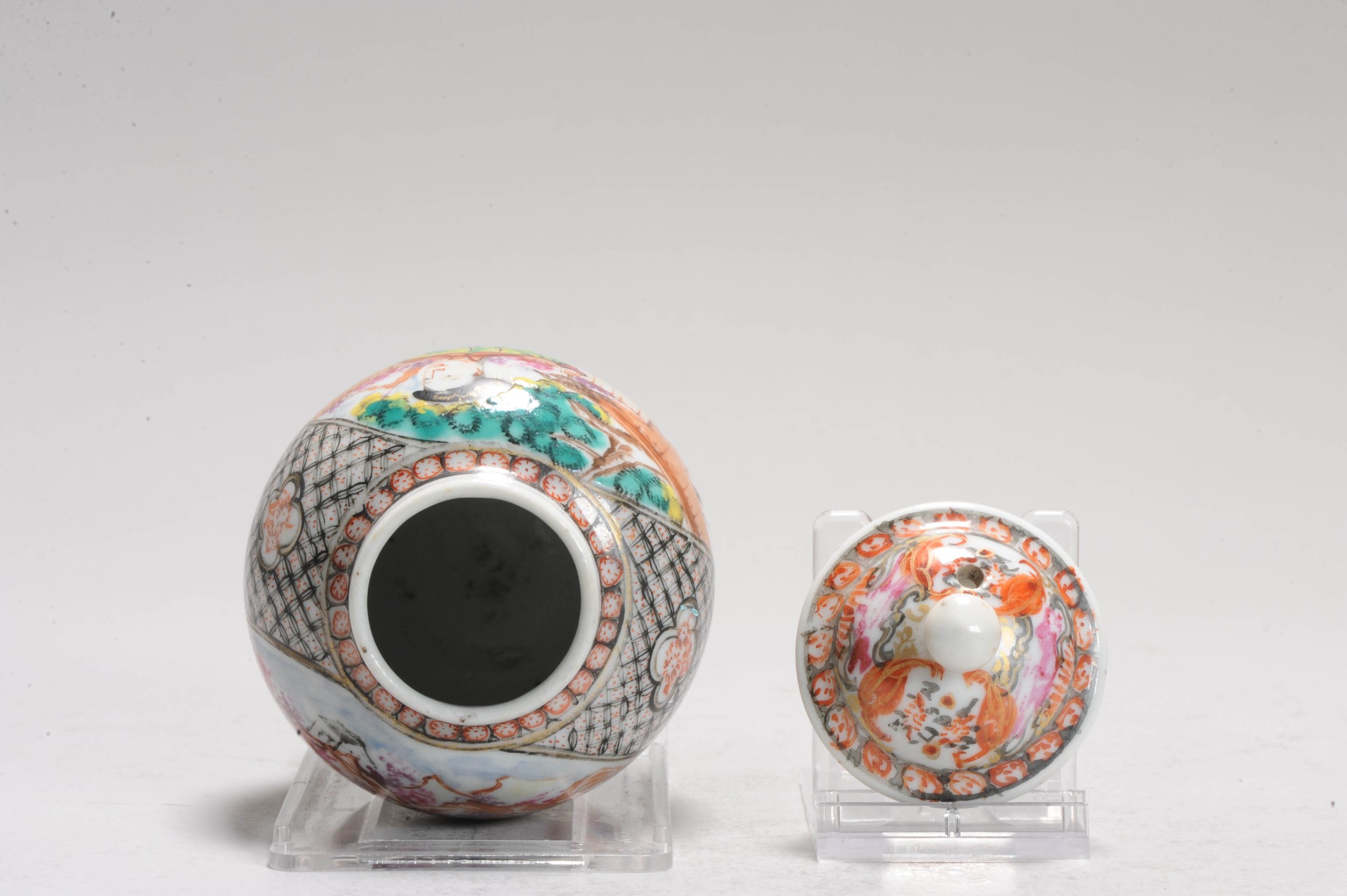 Antique 18C Chinese Porcelain MANDARIN Tea Caddy Chine de Commande Qianlong - Image 3