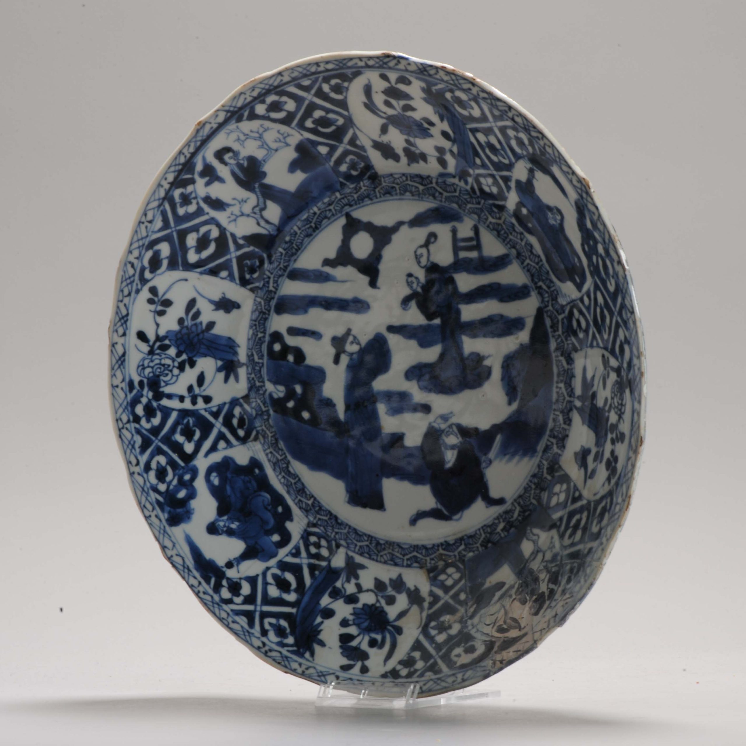 Antique Plate 17/18th Century Chinese Porcelain Blue and White Kangxi Period - Image 12