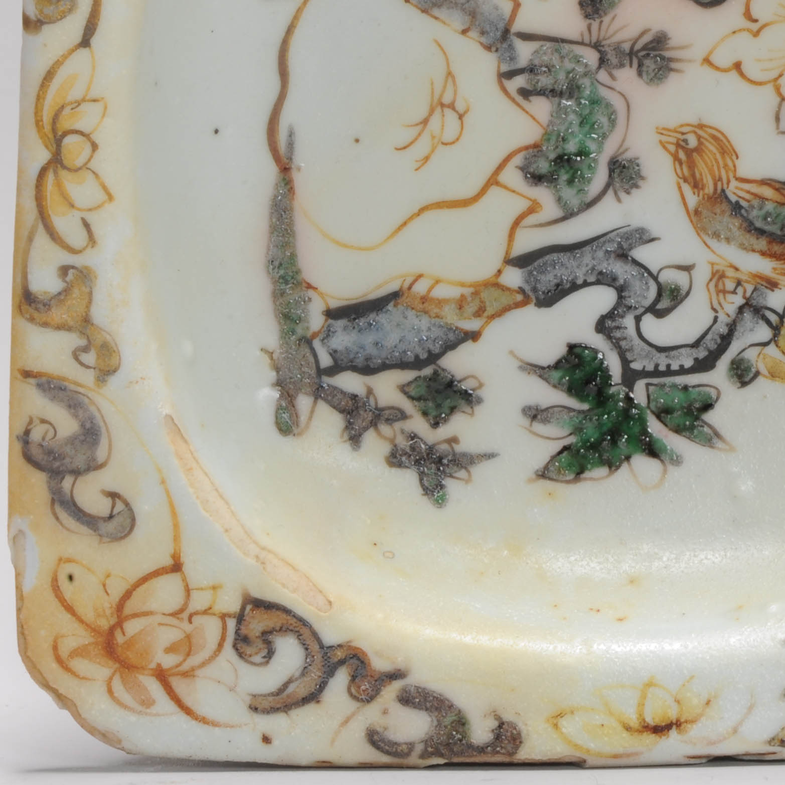 Antique 17C Ko Akae Dish Chinese porcelain Wucai Tianqi Chongzhen BIRD - Image 11