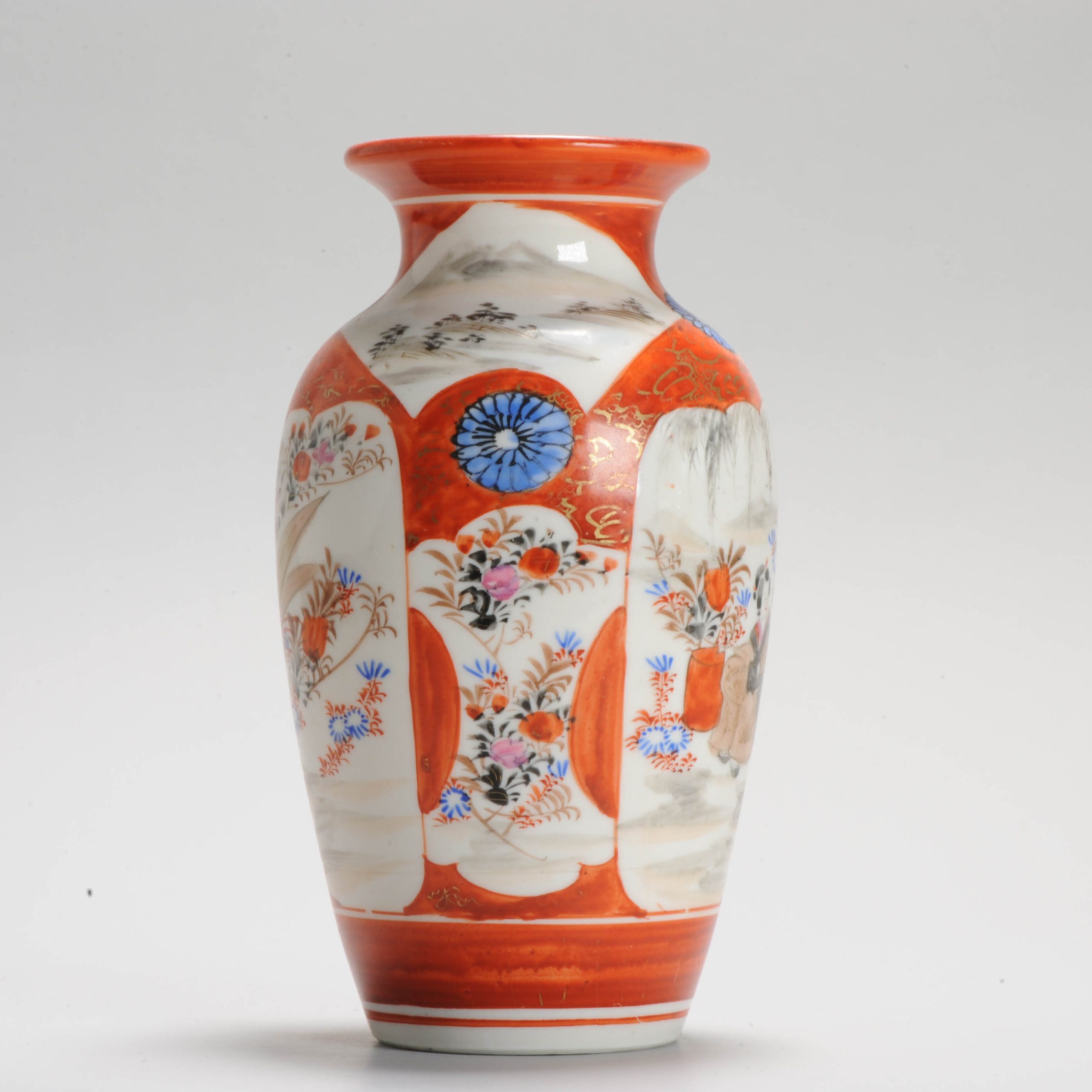 Antique Meiji period Japanese Kutani Vase 19th century Red and White - Image 10