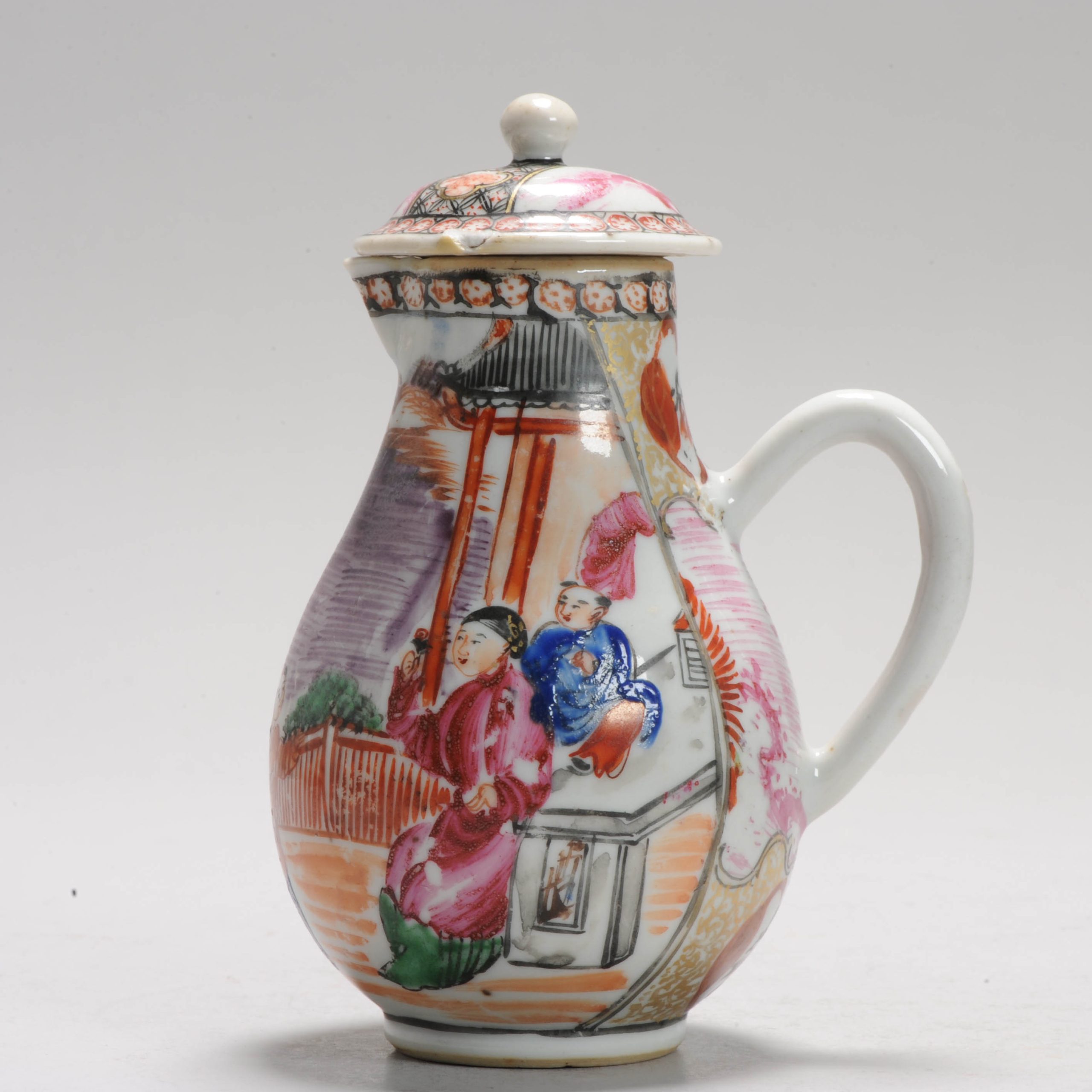 Antique 18C Chinese Porcelain MANDARIN Tea Creamer Chine de Commande Qianlong