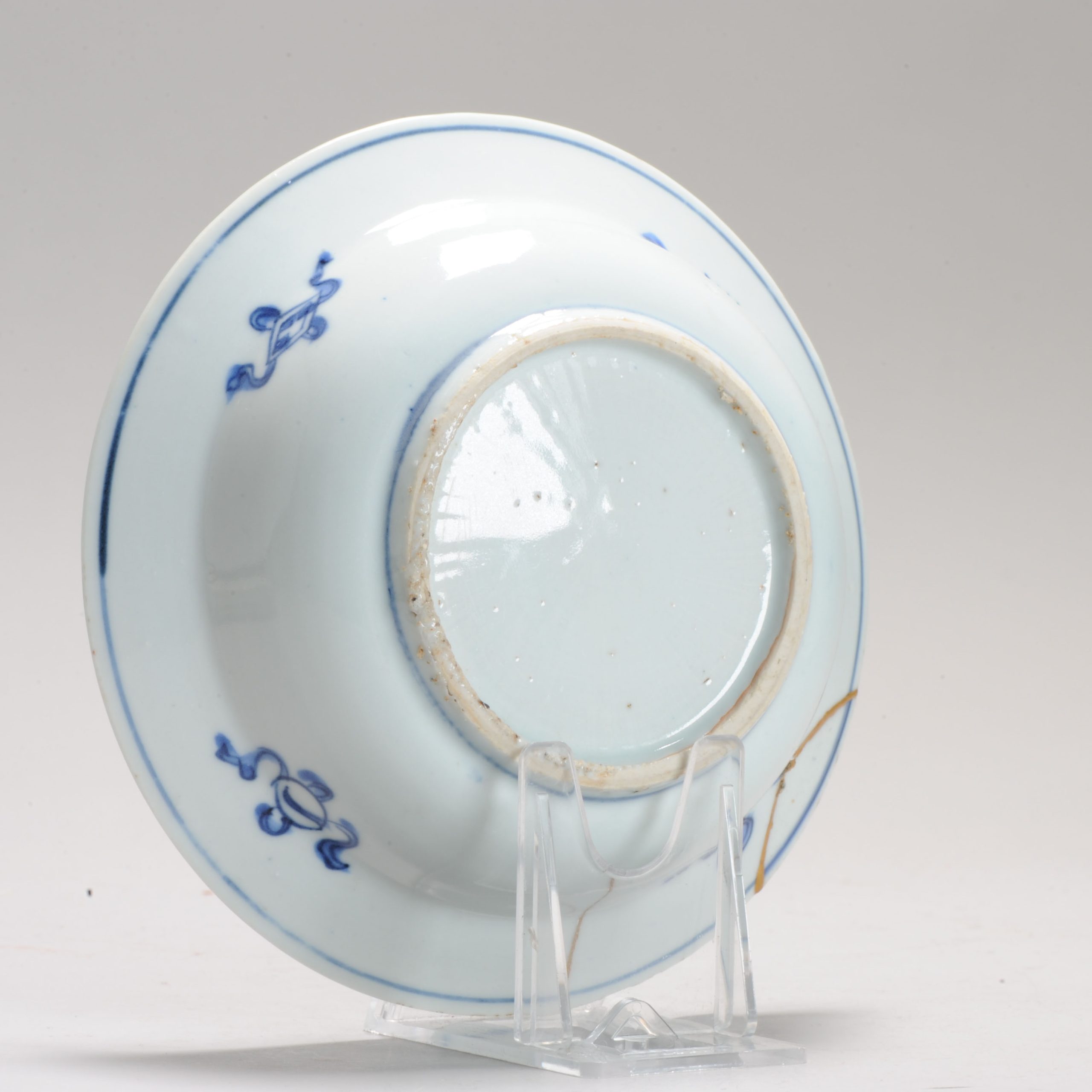 Antique Chinese 16-17th C Porcelain Ming Wanli China Klapmuts with figure - Image 8